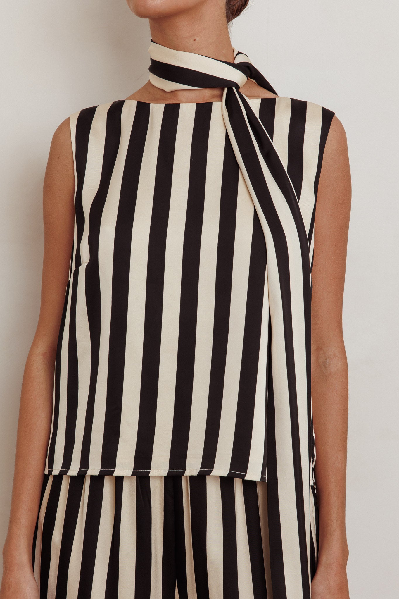 Love Galore Striped Sleeveless Top Black/Beige by Selfie Leslie Australia