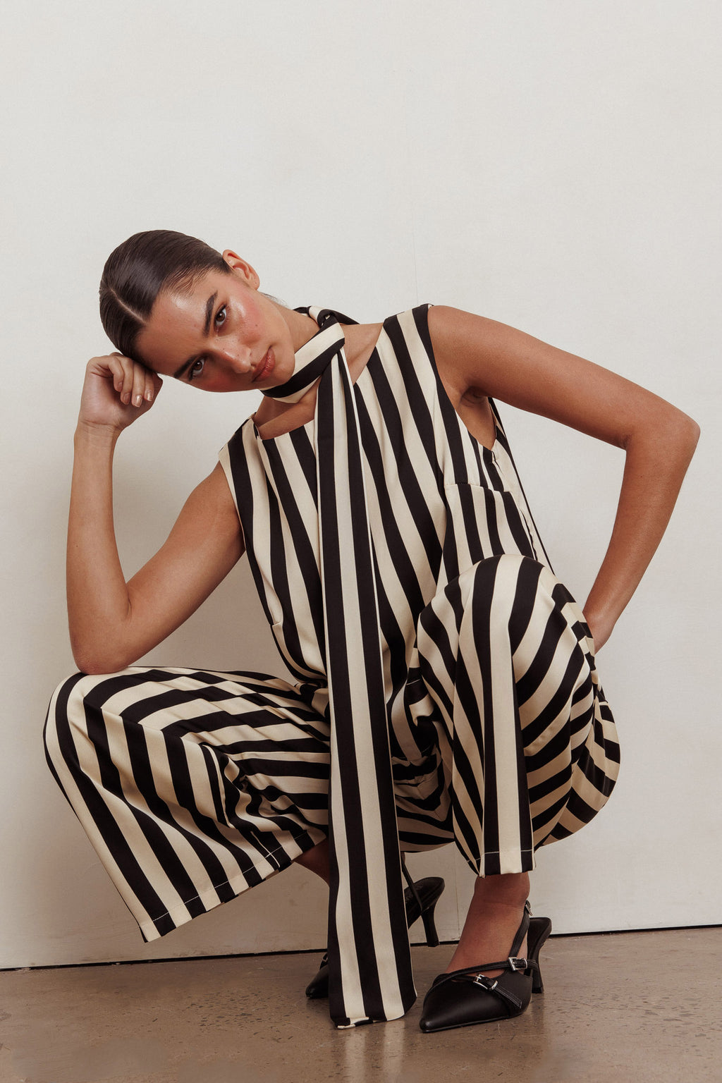 Love Galore Striped Sleeveless Top Black/Beige by Selfie Leslie Australia