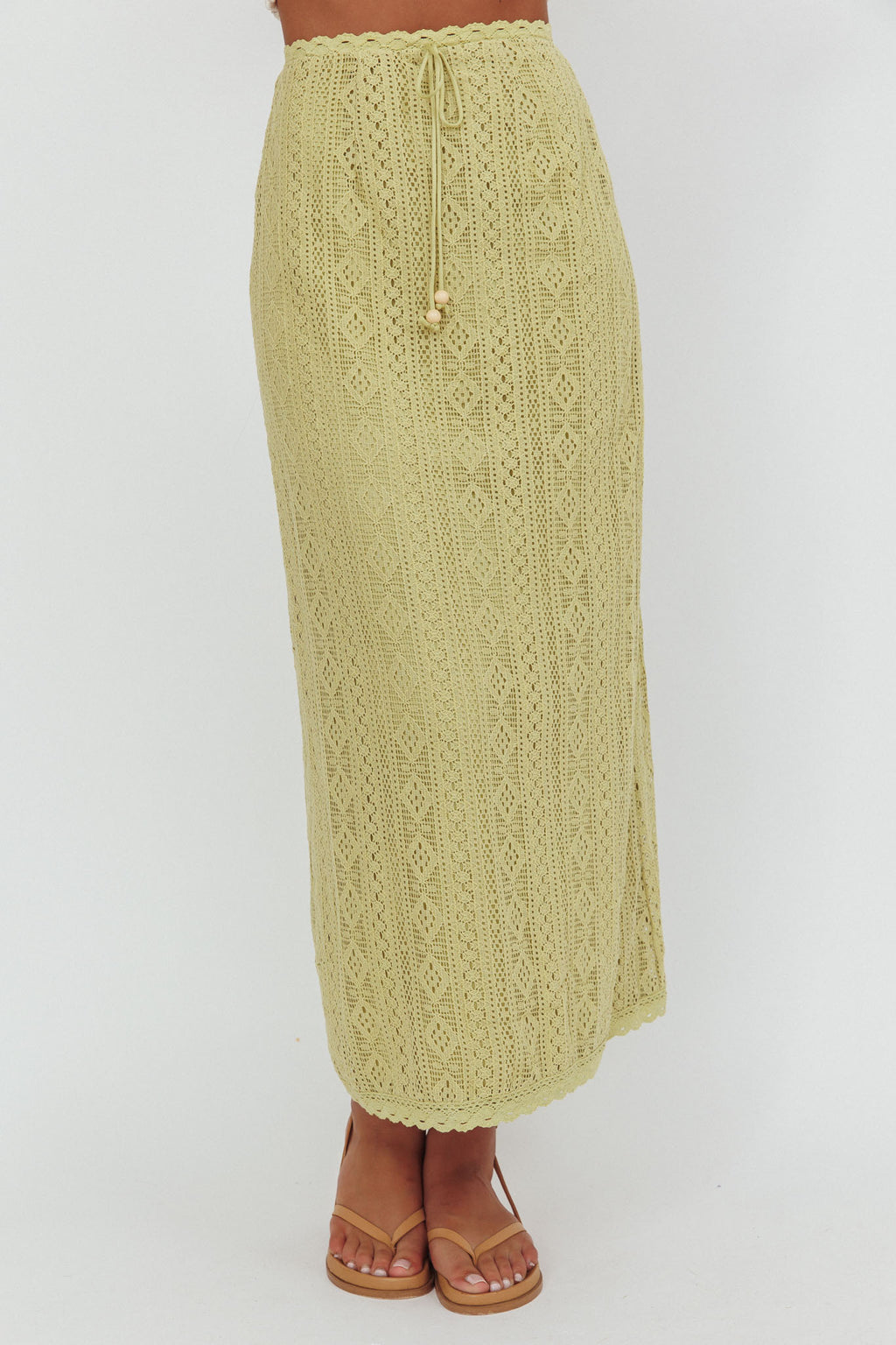 Days Away Crochet Lace Maxi Skirt Moss by Selfie Leslie Australia