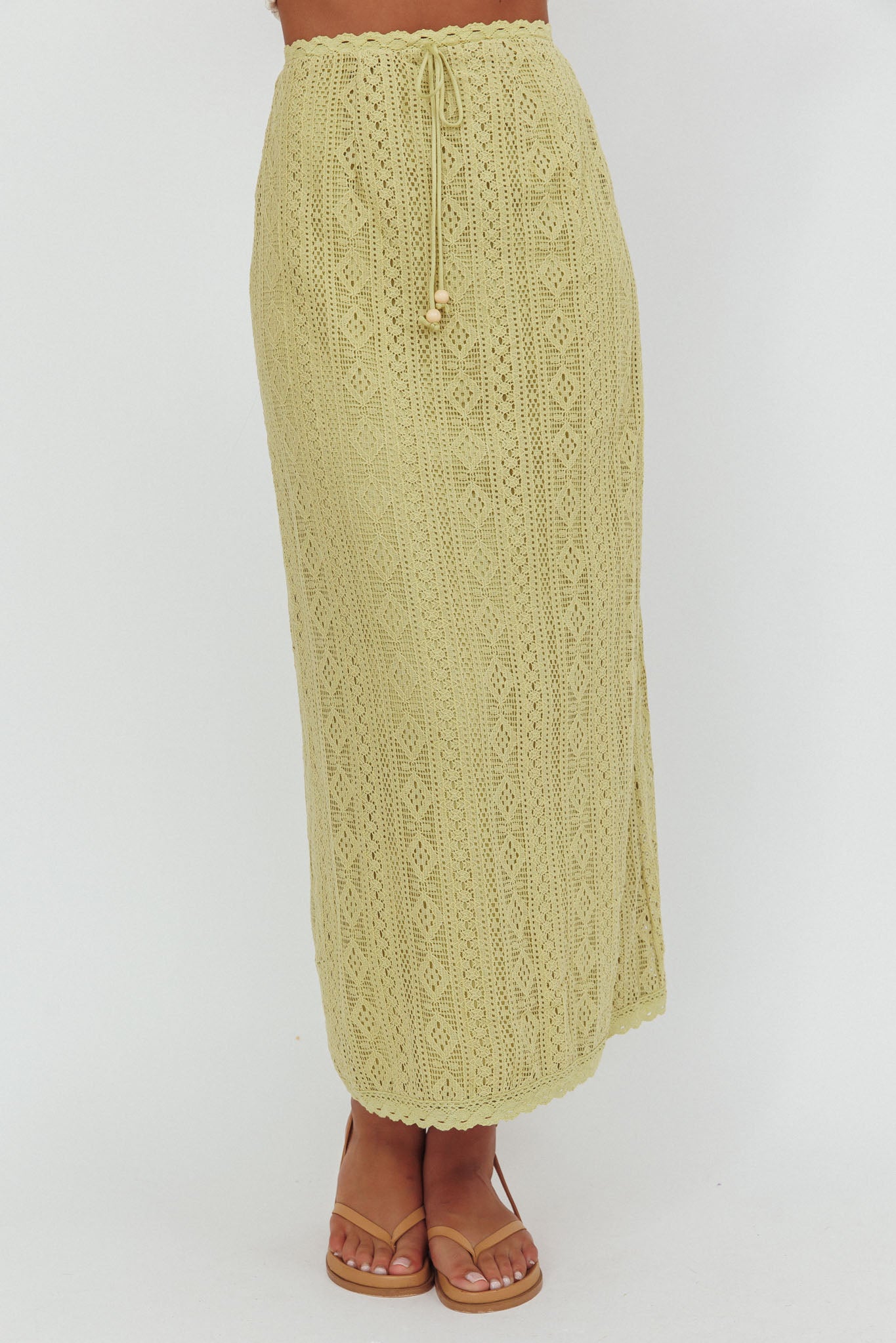 Days Away Crochet Lace Maxi Skirt Moss by Selfie Leslie Australia