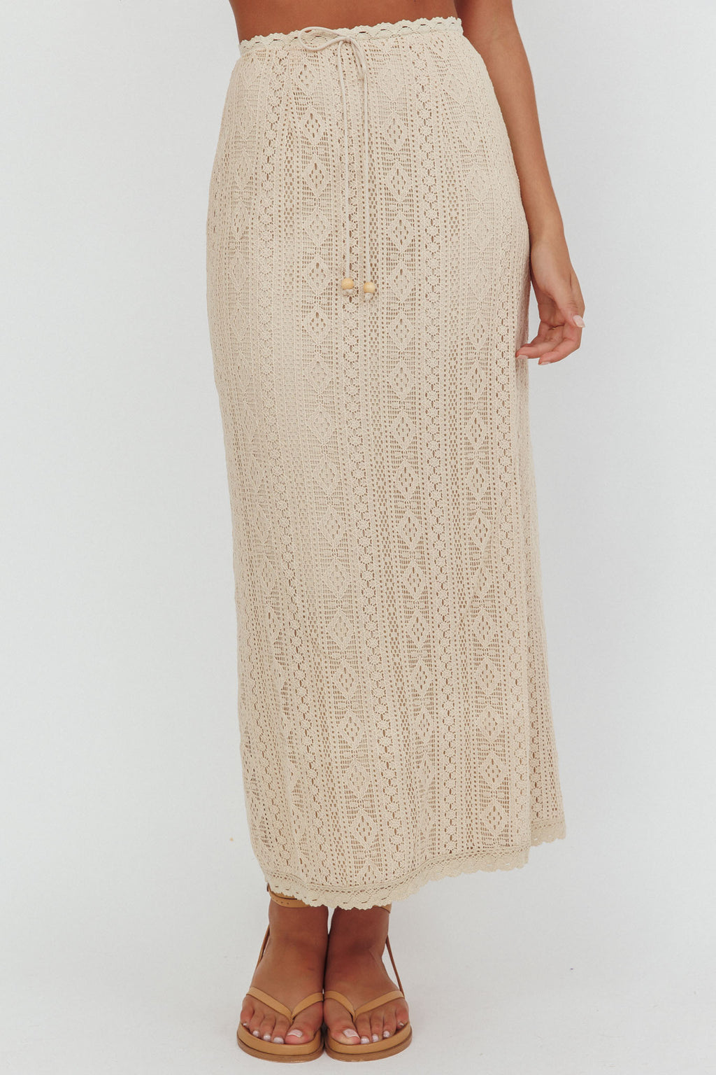 Days Away Crochet Lace Maxi Skirt Sand by Selfie Leslie Australia