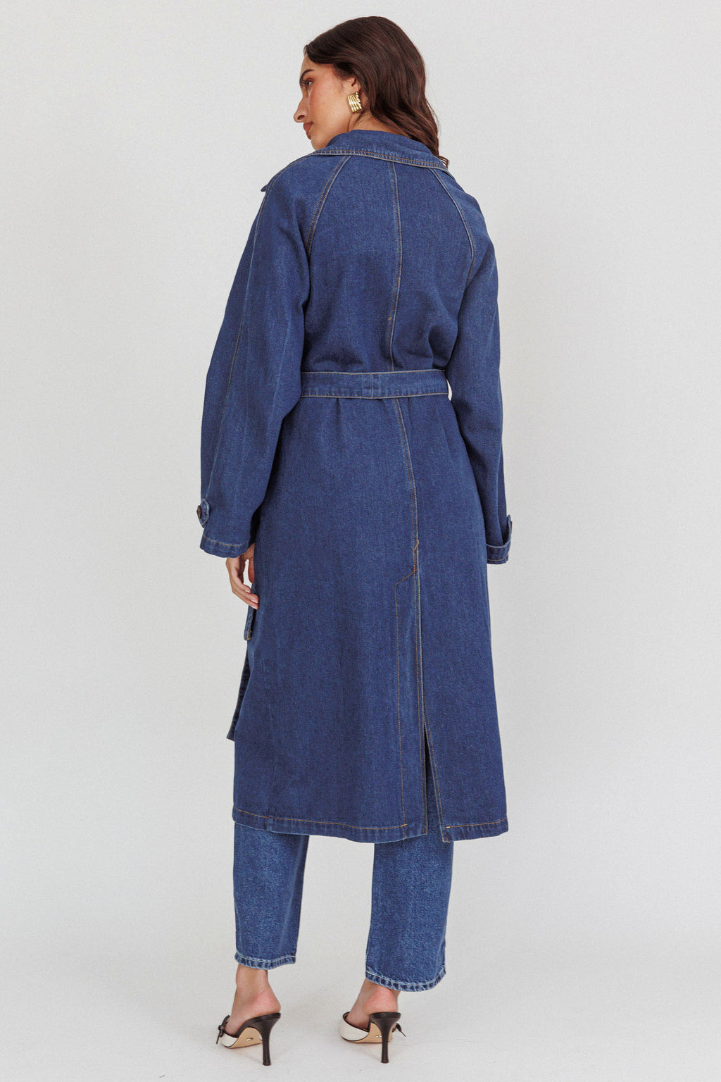 Nightshade Double Breasted Coat Denim by Selfie Leslie Australia