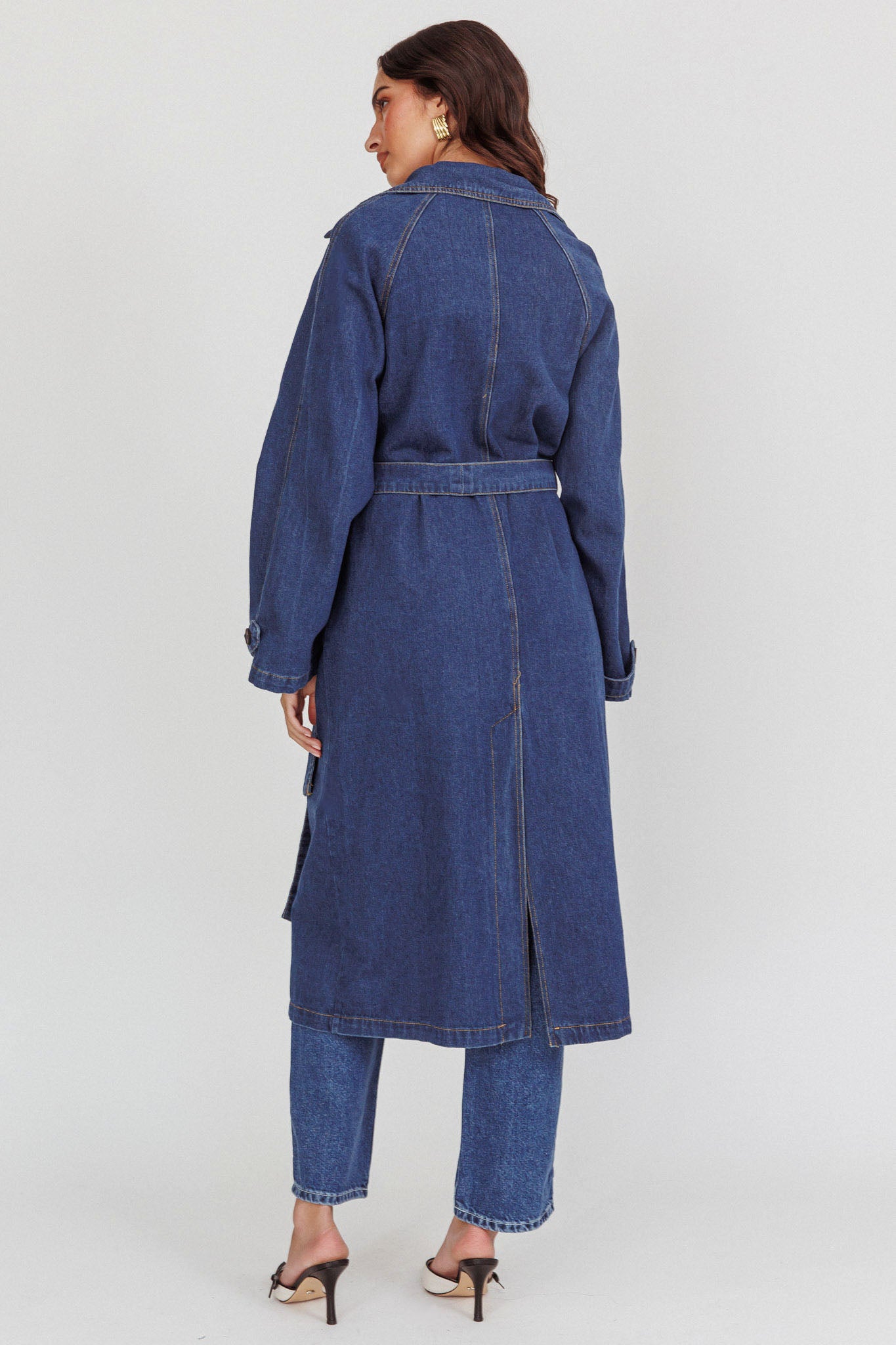 Nightshade Double Breasted Coat Denim by Selfie Leslie Australia