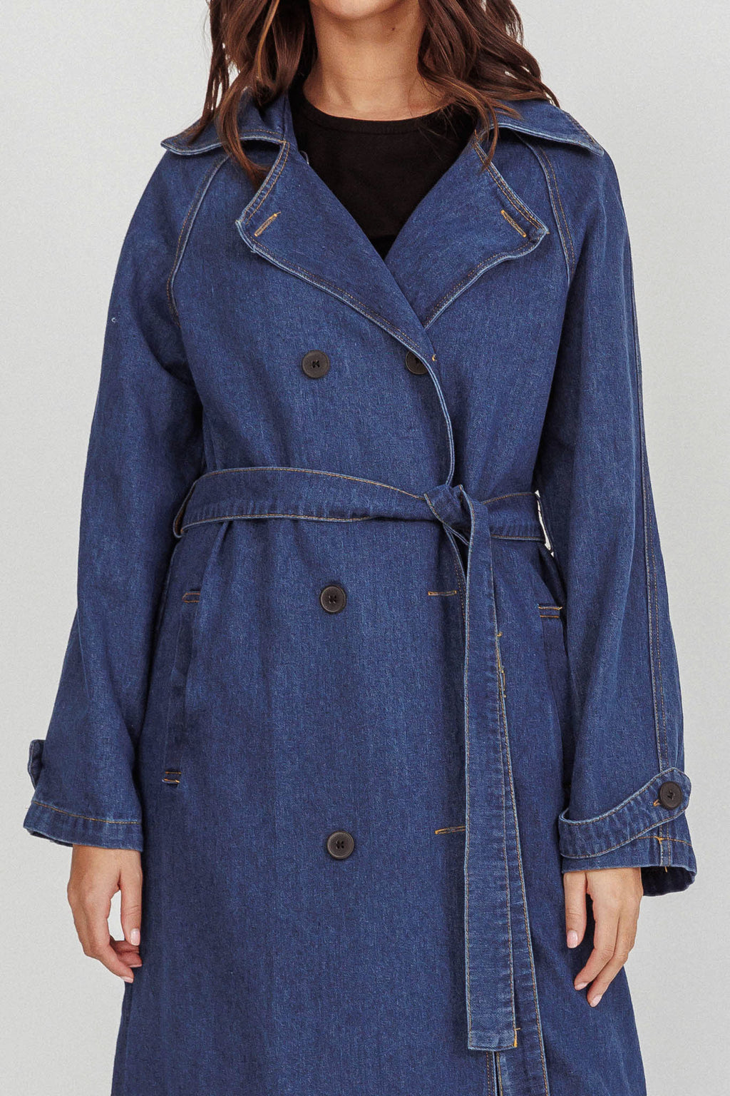 Nightshade Double Breasted Coat Denim by Selfie Leslie Australia