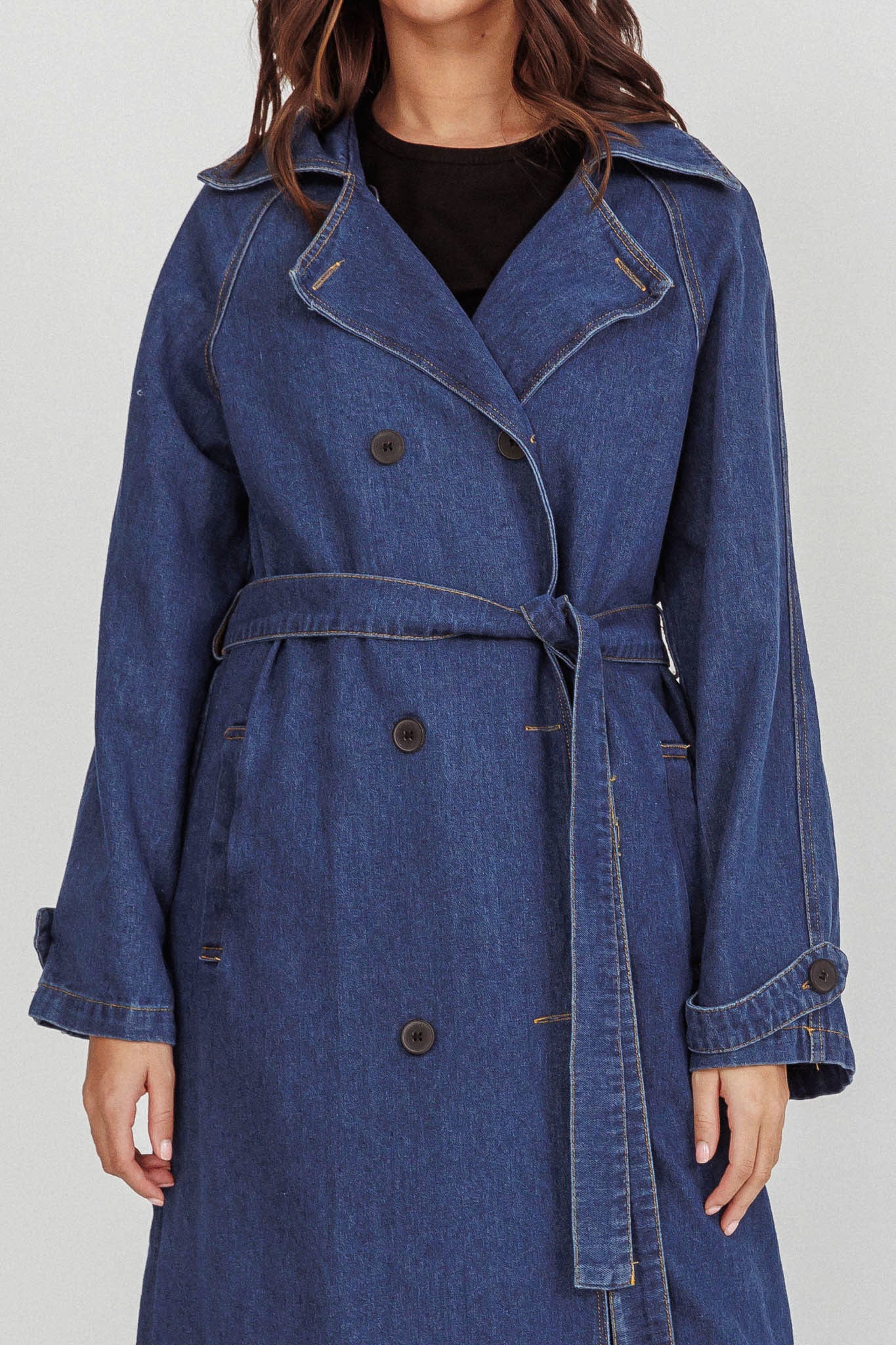 Nightshade Double Breasted Coat Denim by Selfie Leslie Australia