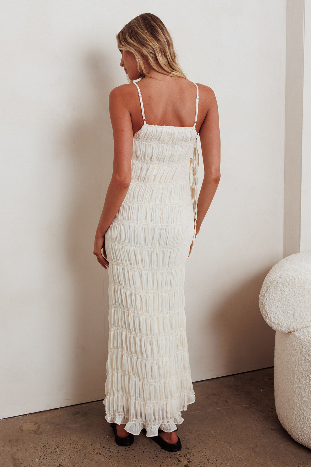 One To Watch Side Tie Maxi Dress Oat by Selfie Leslie Australia