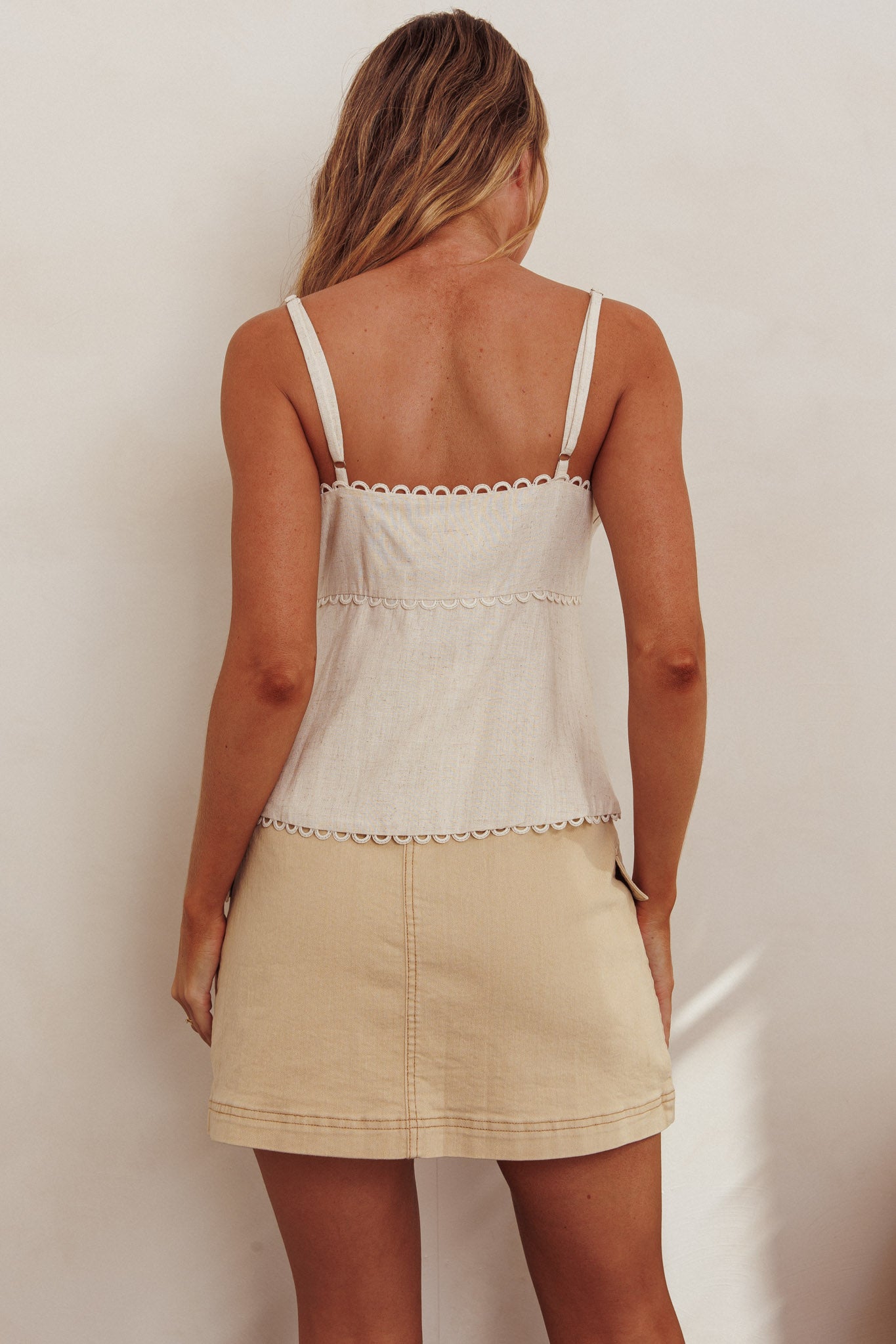 Caught Out Faux Pocket Mini Skirt Beige by Selfie Leslie Australia