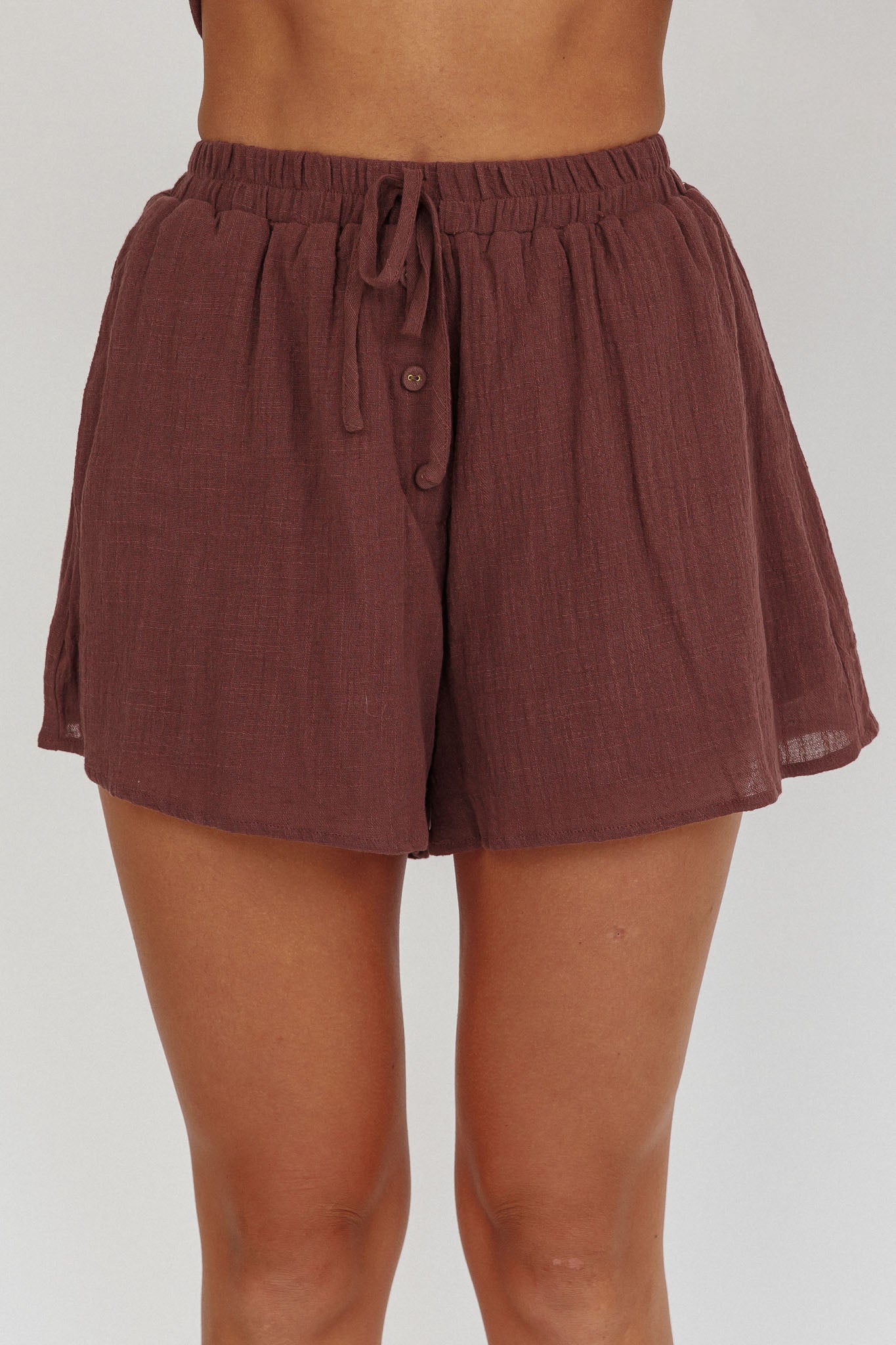 Salty Sea Waist Tie Shorts Chocolate by Selfie Leslie Australia