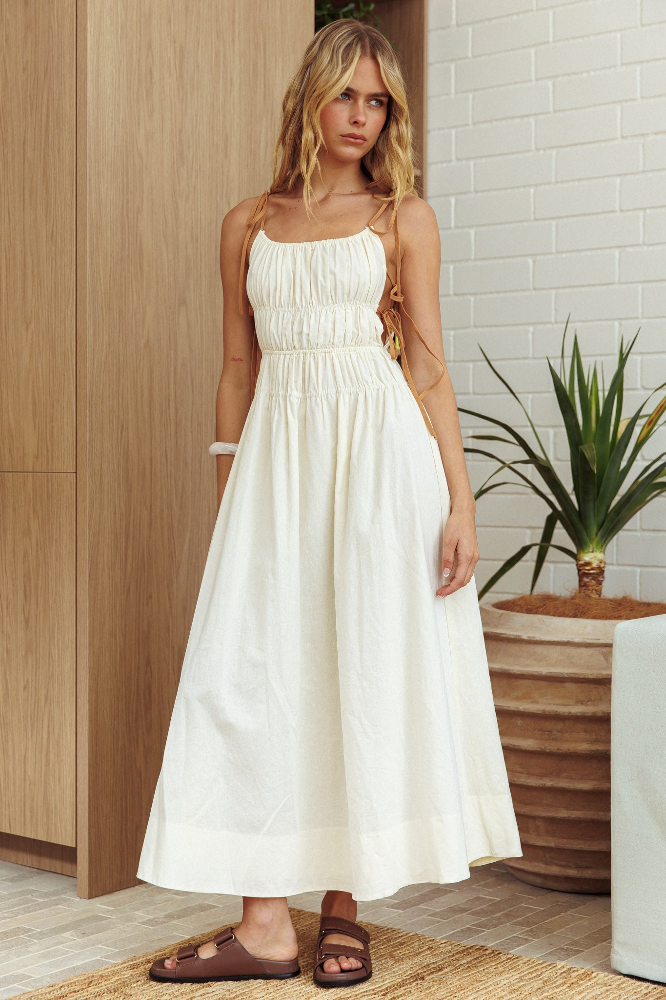 By The Way Side Tie Dress Oat by Selfie Leslie Australia