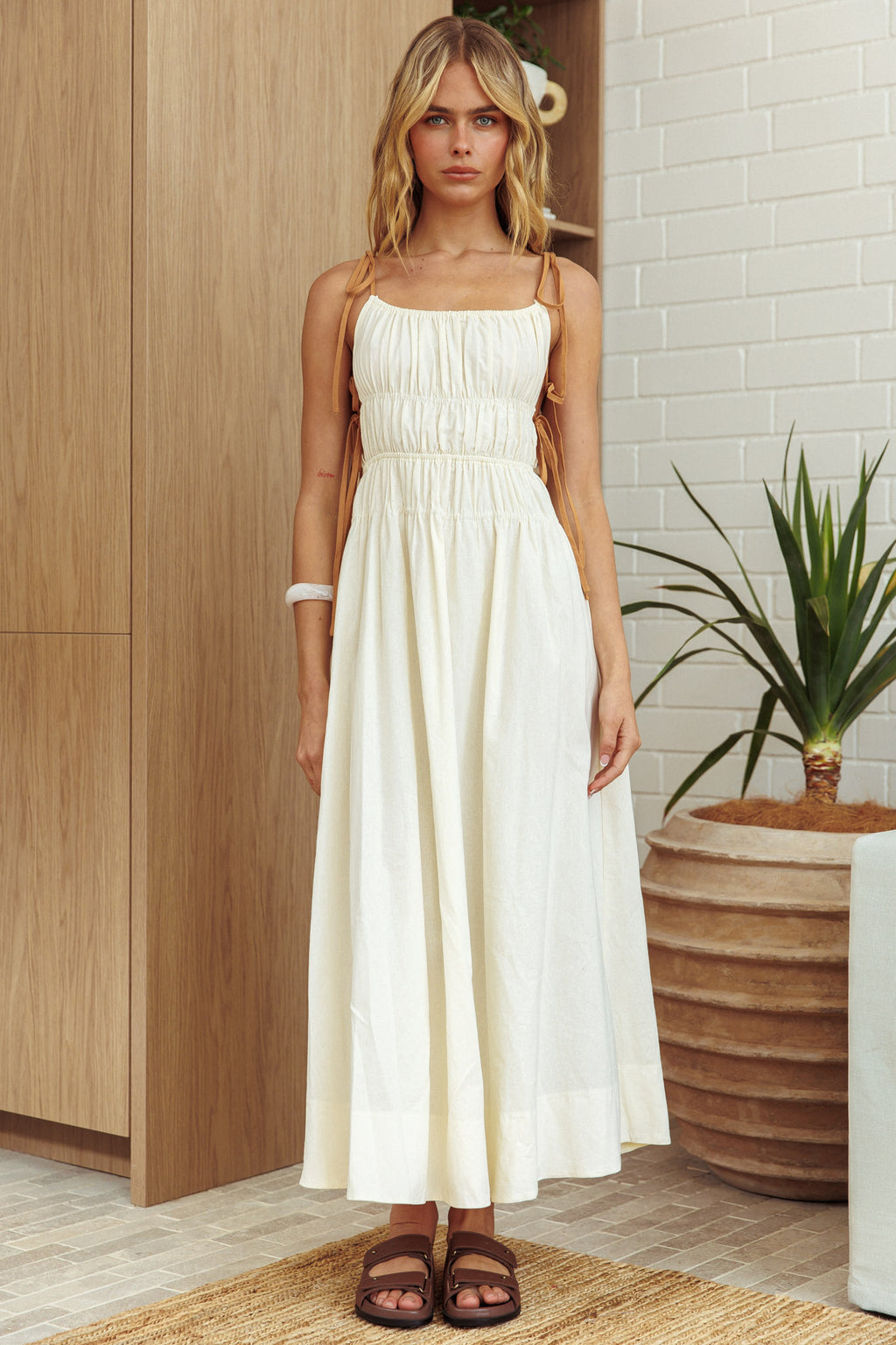 By The Way Side Tie Dress Oat by Selfie Leslie Australia
