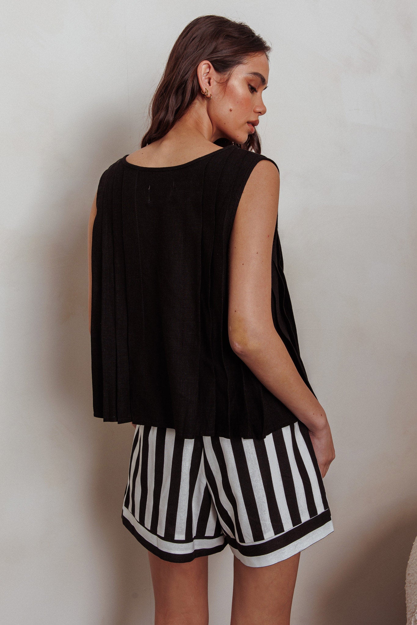 Bettino High-Waisted Shorts Stripe Black/White by Selfie Leslie Australia
