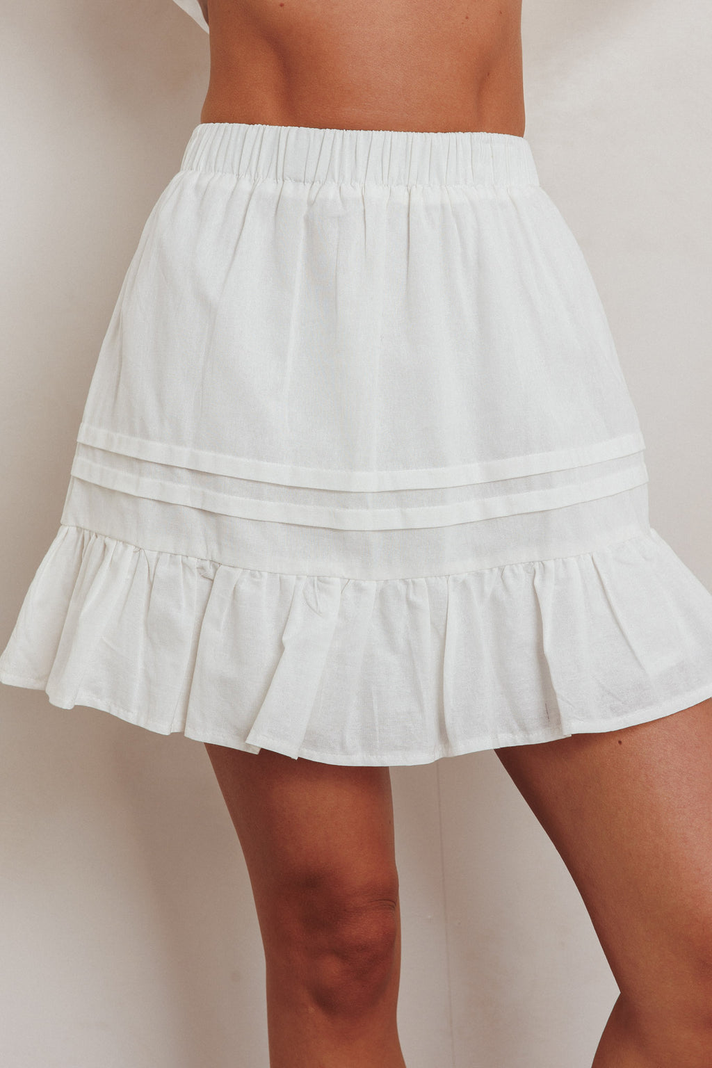 Danessa Frill Hem Pintuck Skirt White by Selfie Leslie Australia