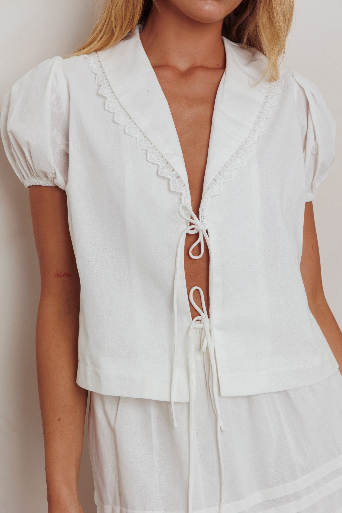 Danessa Tie Front Top White by Selfie Leslie Australia