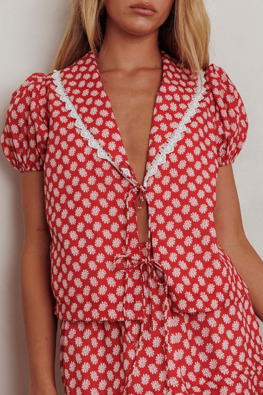 Danessa Tie Front Top Floral Red by Selfie Leslie Australia