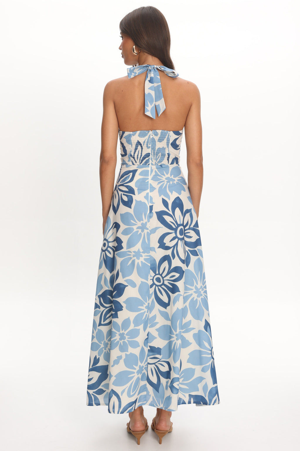 Exhilaration Halterneck Maxi Dress Floral Blue by Selfie Leslie Australia