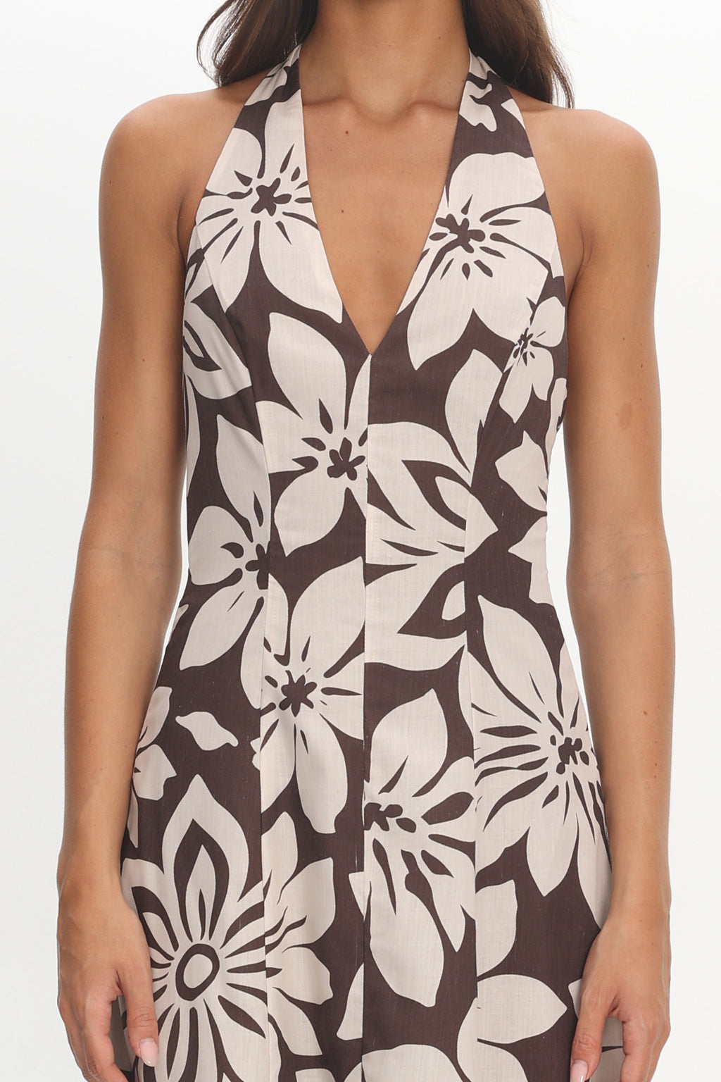 Exhilaration Halterneck Maxi Dress Print Chocolate by Selfie Leslie Australia