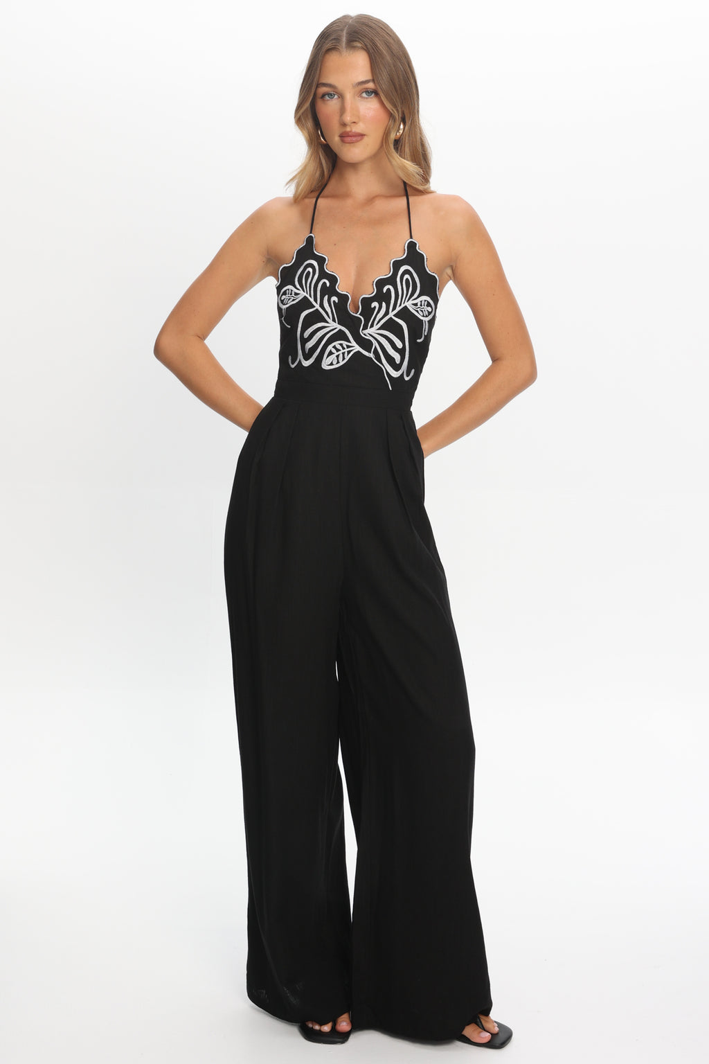 Mondo Embroidery Bust Jumpsuit Black
