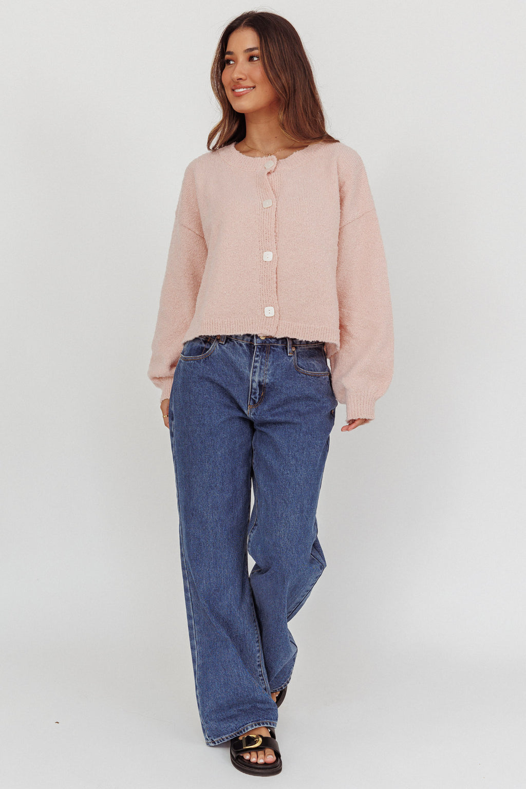 Taking Notes Button Front Cardigan Blush by Selfie Leslie Australia