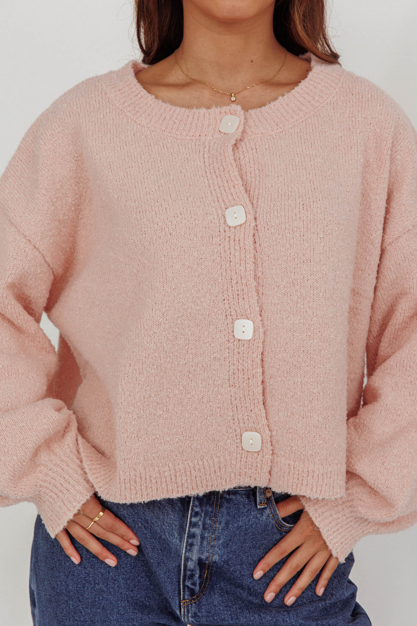 Taking Notes Button Front Cardigan Blush by Selfie Leslie Australia