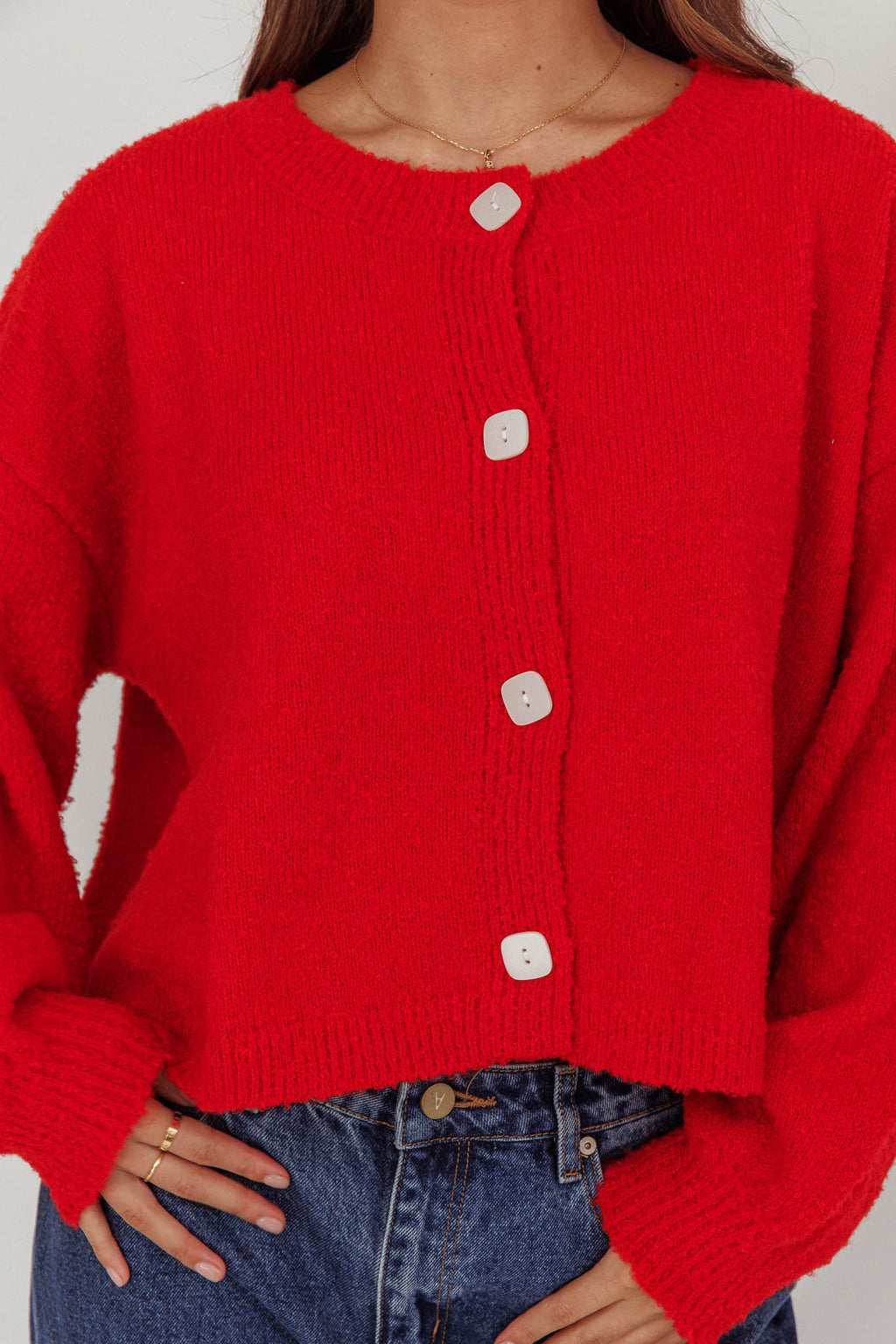 Taking Notes Button Front Cardigan Red by Selfie Leslie Australia