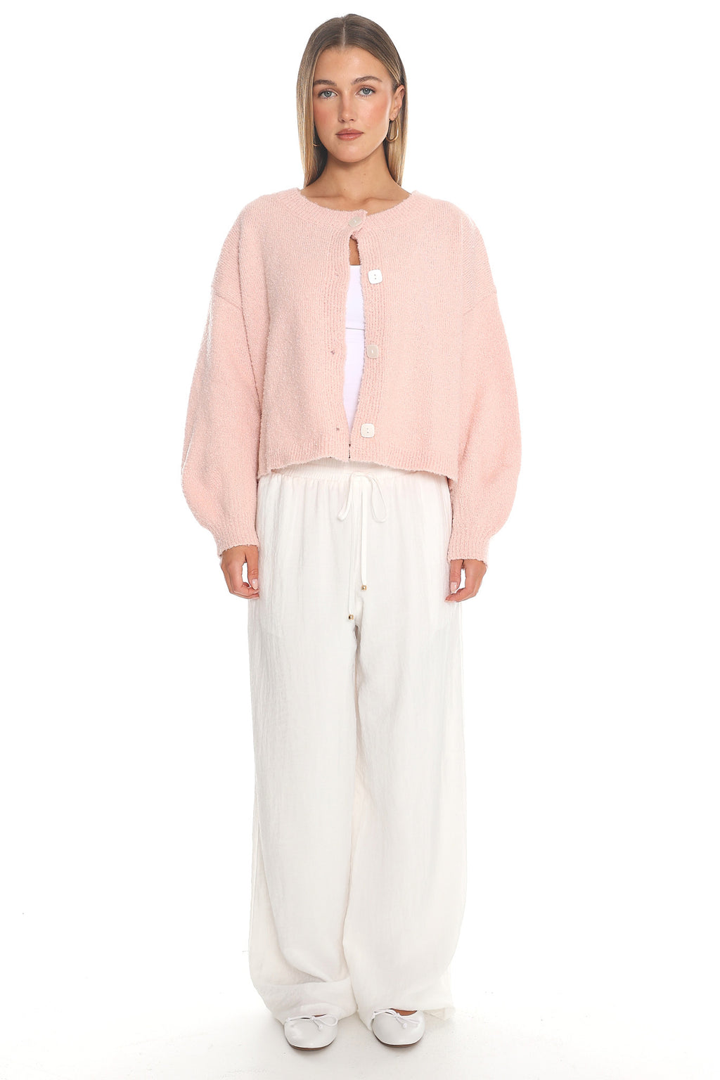 Taking Notes Button Front Cardigan Blush by Selfie Leslie Australia
