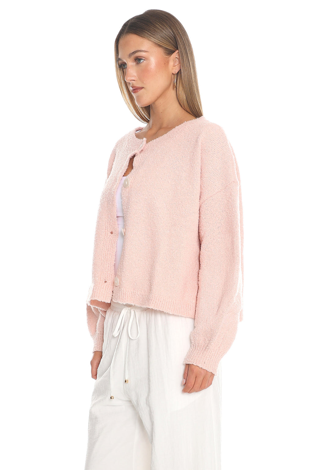 Taking Notes Button Front Cardigan Blush by Selfie Leslie Australia