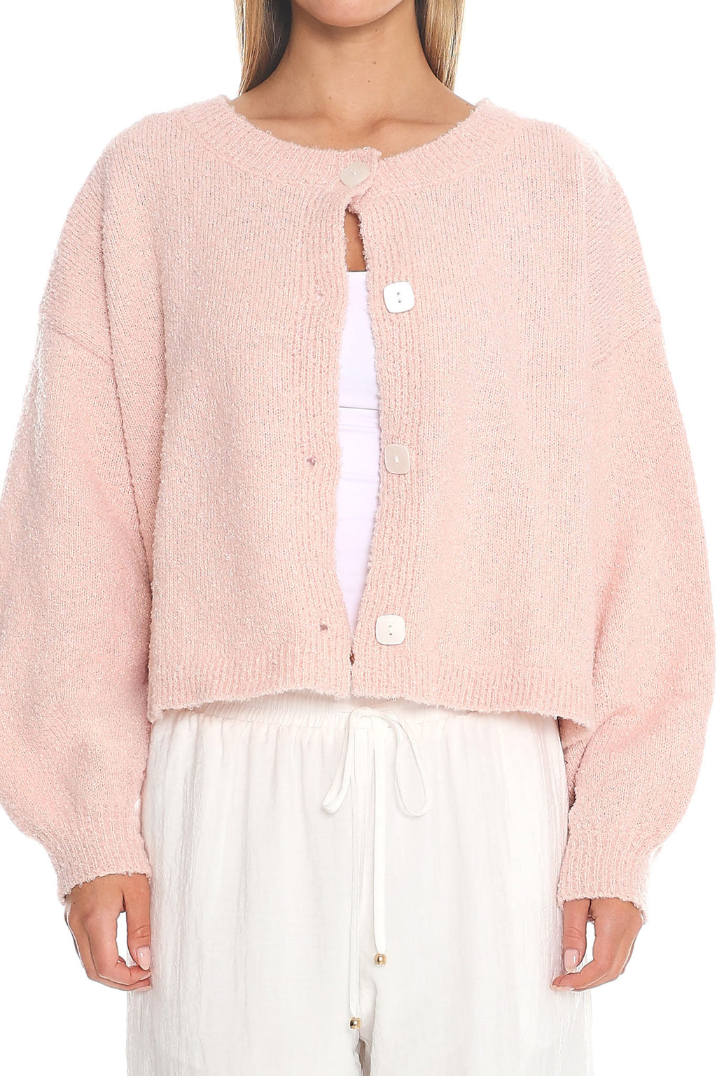 Taking Notes Button Front Cardigan Blush by Selfie Leslie Australia
