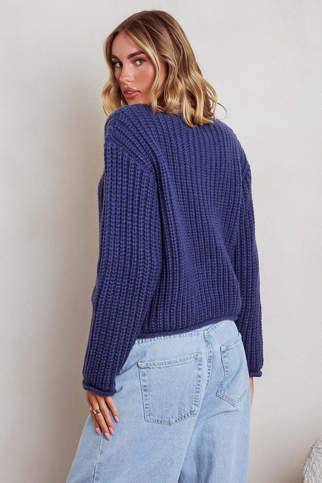 Cindie Chunky Knit Cardigan Navy by Selfie Leslie Australia