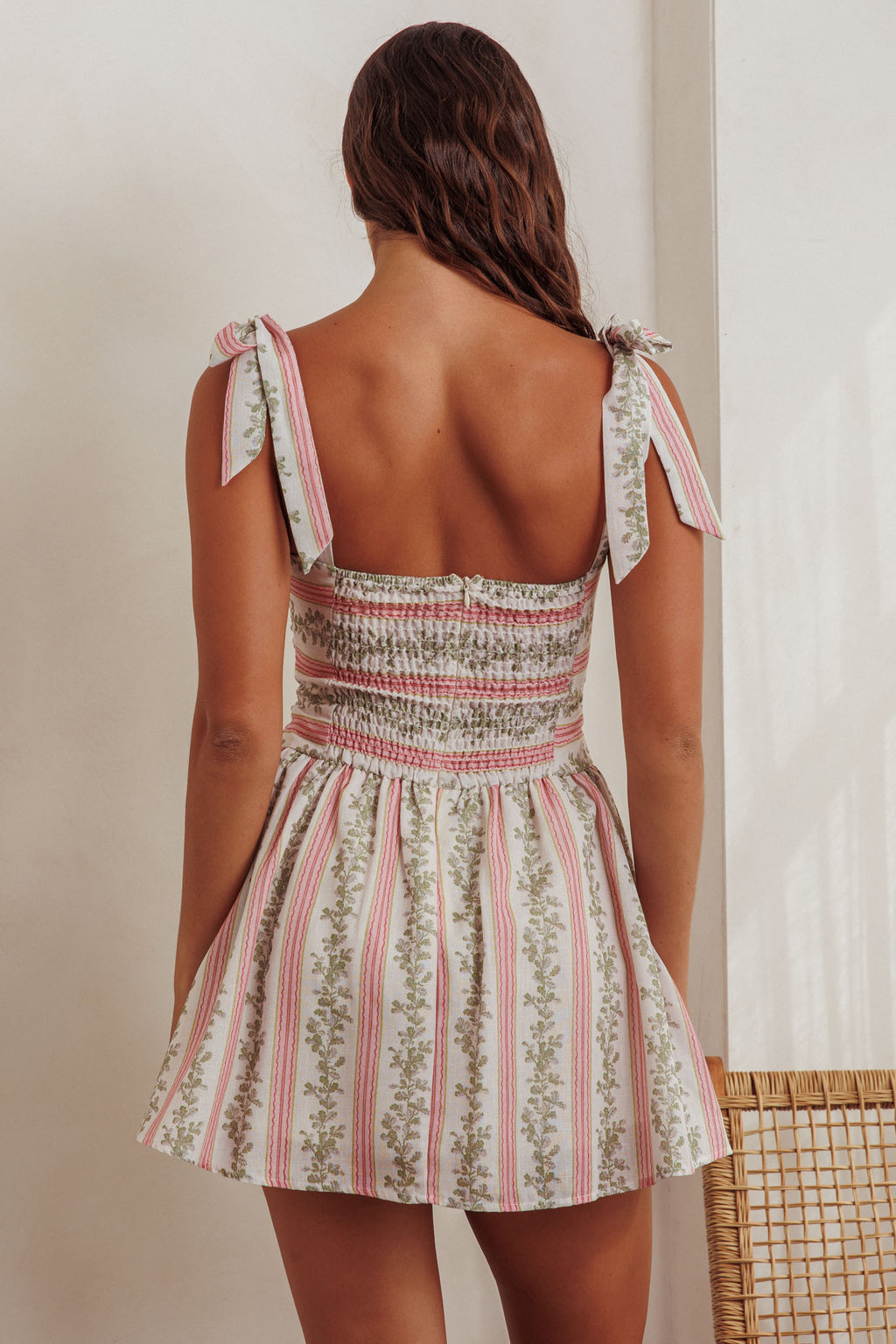 Bestie Tied Shoulder Mini Dress Floral Green by Selfie Leslie Australia