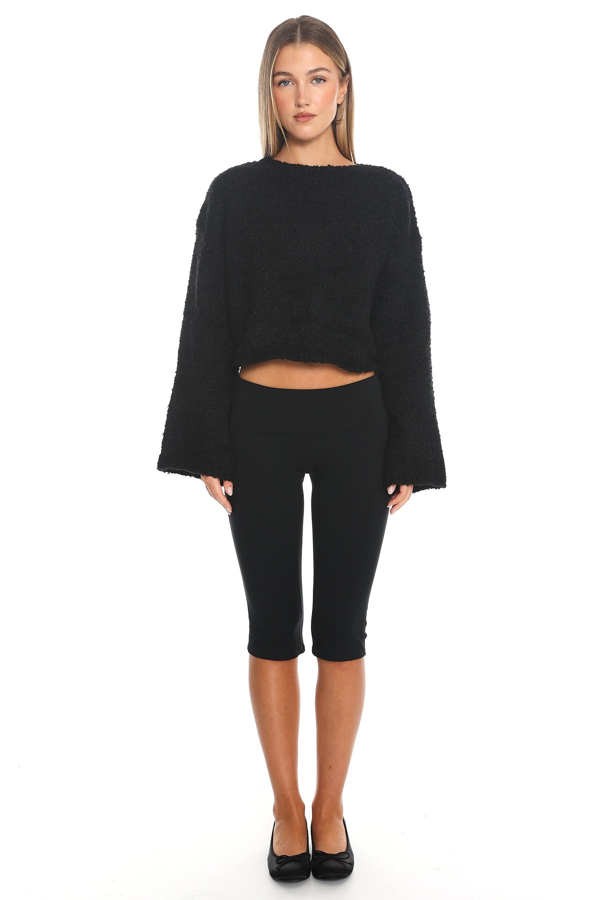 Strasbourg Flared Cuff Drop Shoulder Sweater Black by Selfie Leslie Australia