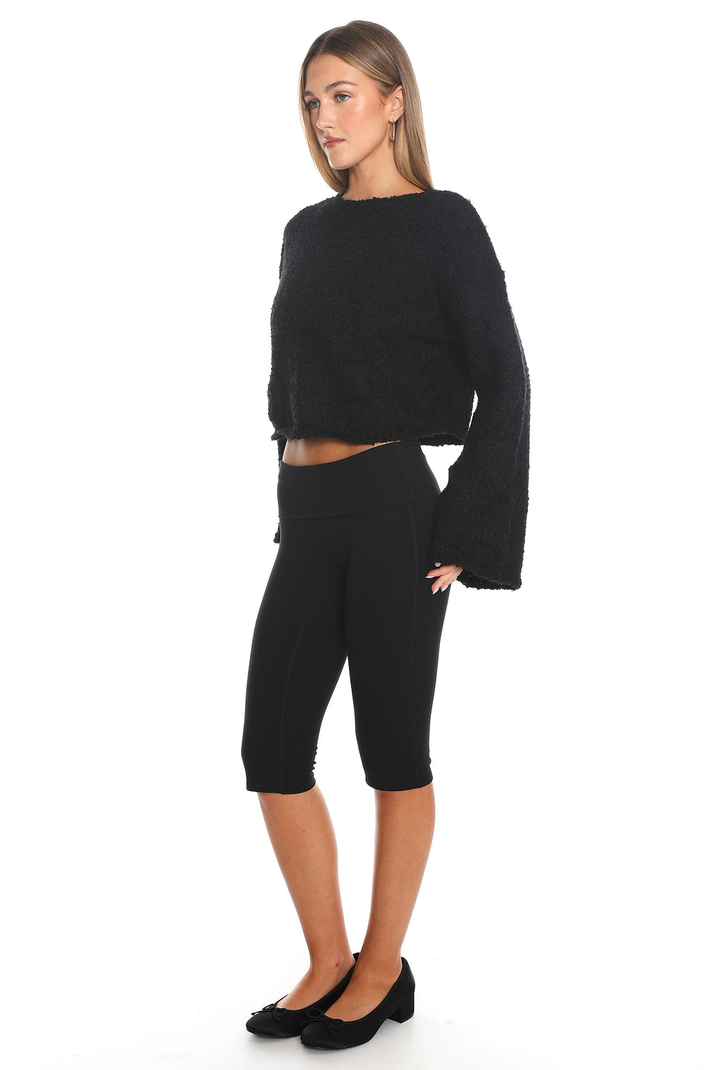 Strasbourg Flared Cuff Drop Shoulder Sweater Black by Selfie Leslie Australia