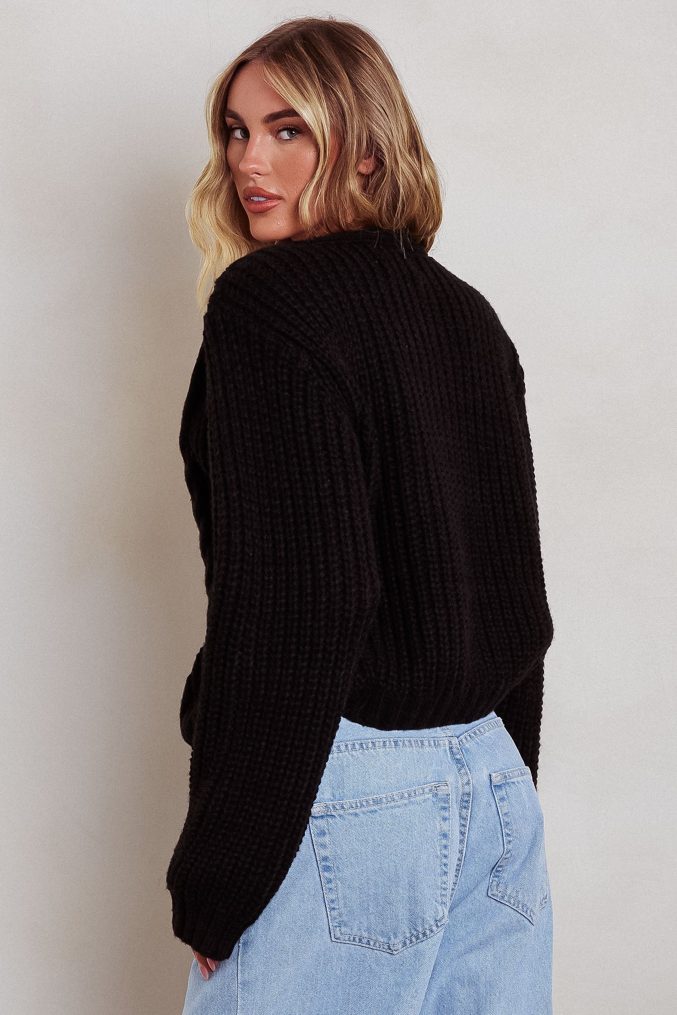 Prime Time Cable Knit Cardigan Black by Selfie Leslie Australia