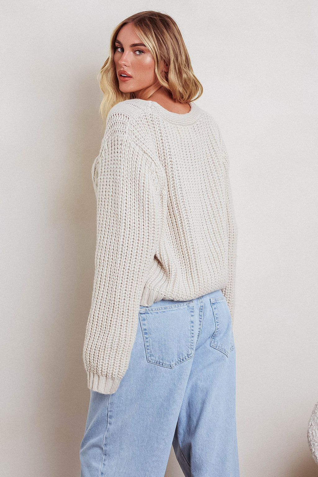 Prime Time Cable Knit Cardigan Oat by Selfie Leslie Australia