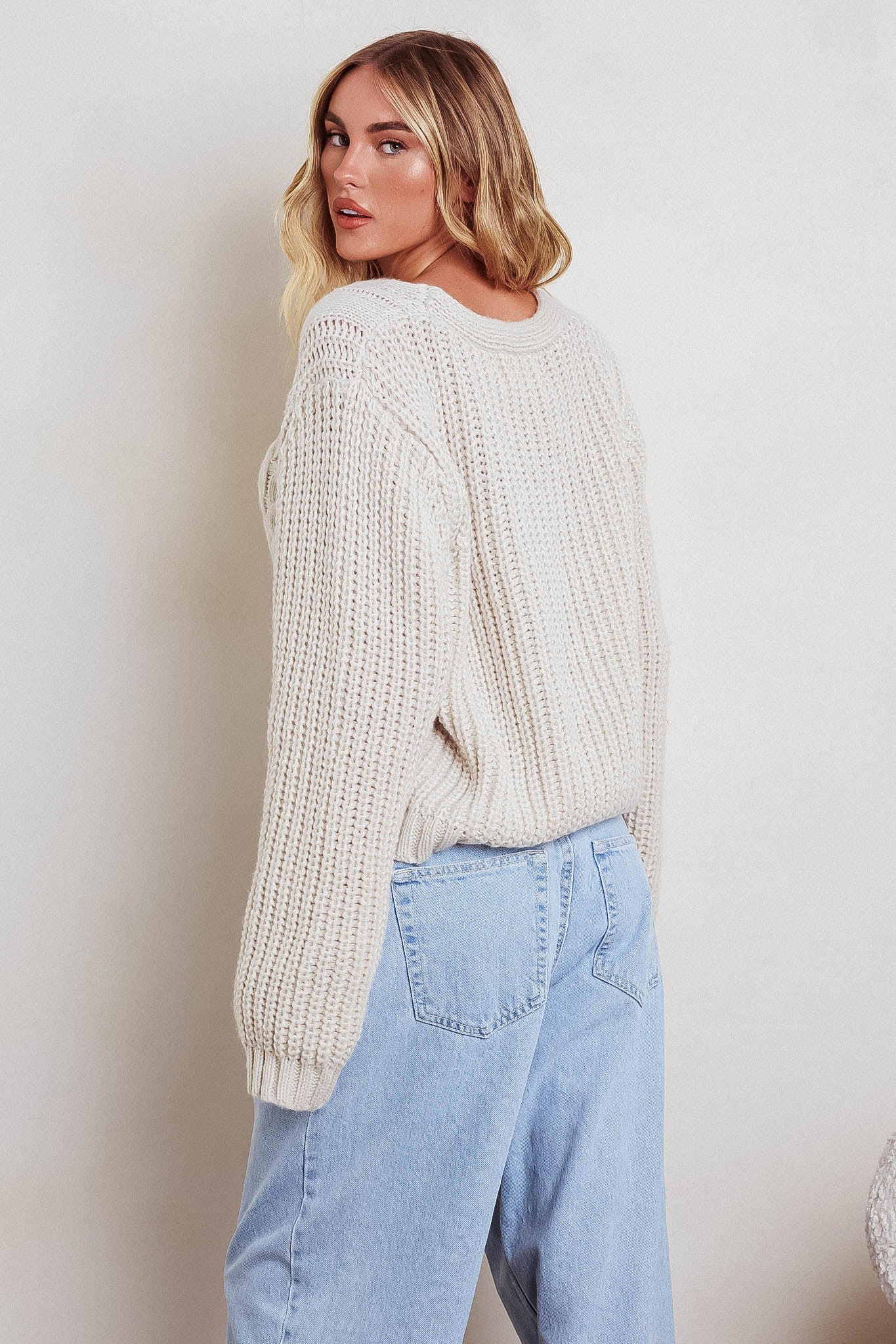 Prime Time Cable Knit Cardigan Oat by Selfie Leslie Australia