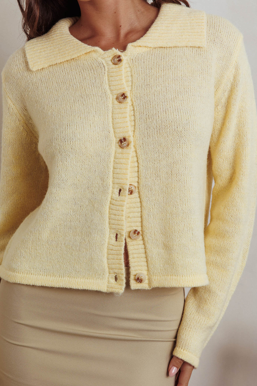 Margaret Button-Up Knit Cardigan Butter by Selfie Leslie Australia