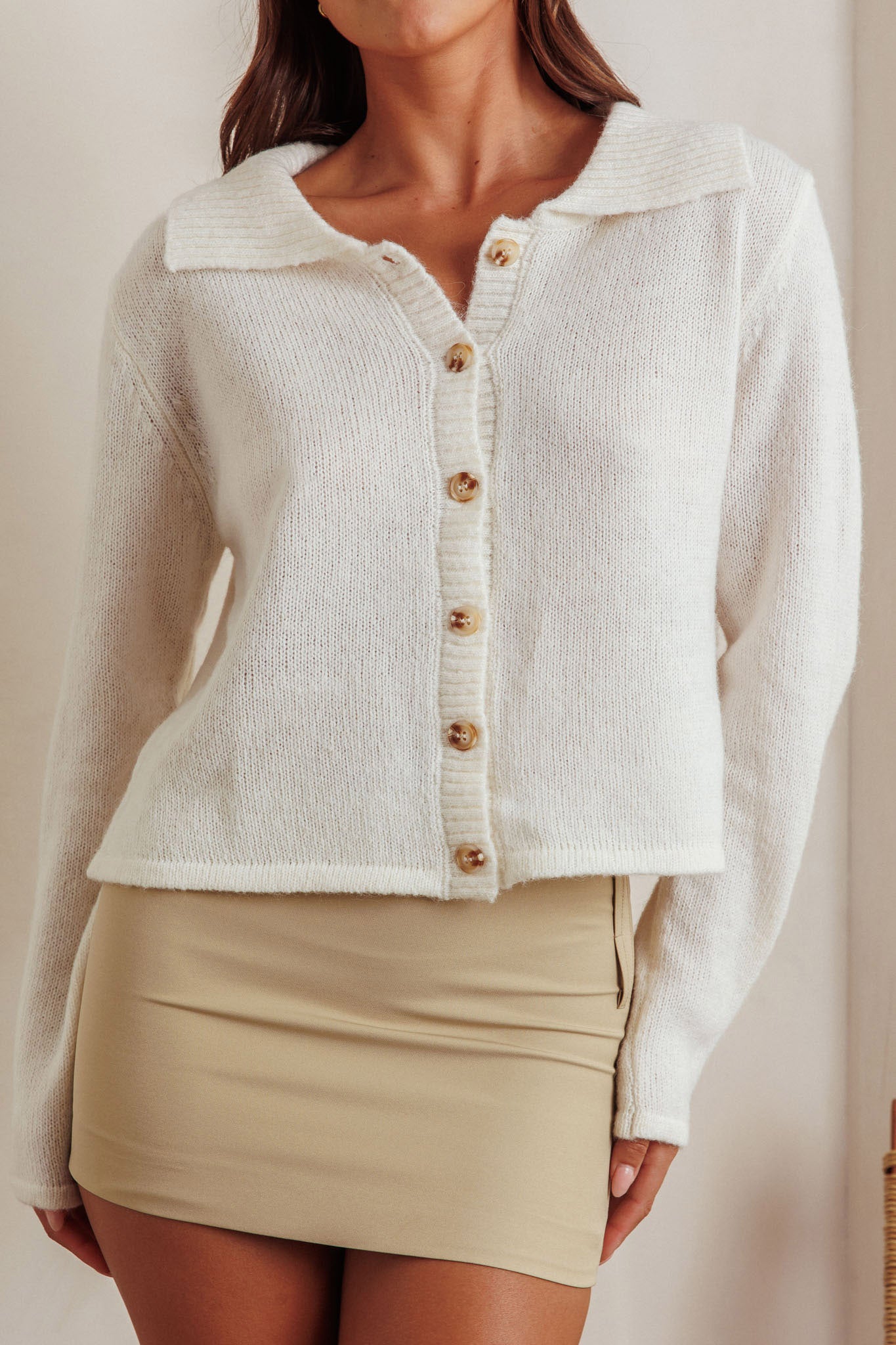 Margaret Button-Up Knit Cardigan Milk by Selfie Leslie Australia