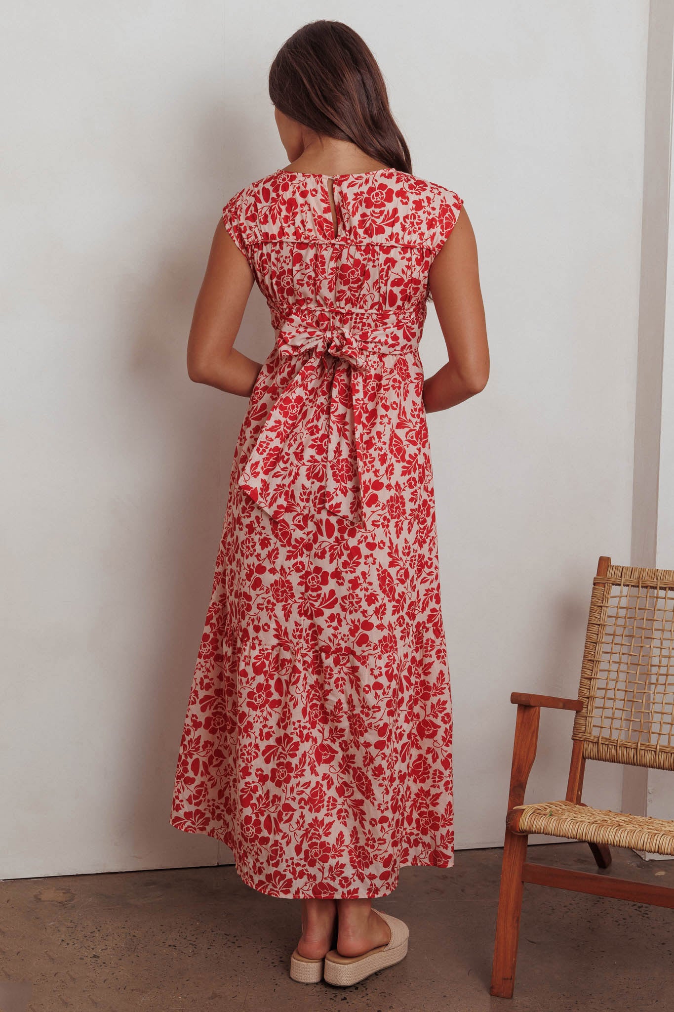 Called Out Gathered Bodice Maxi Dress Floral Red by Selfie Leslie Australia
