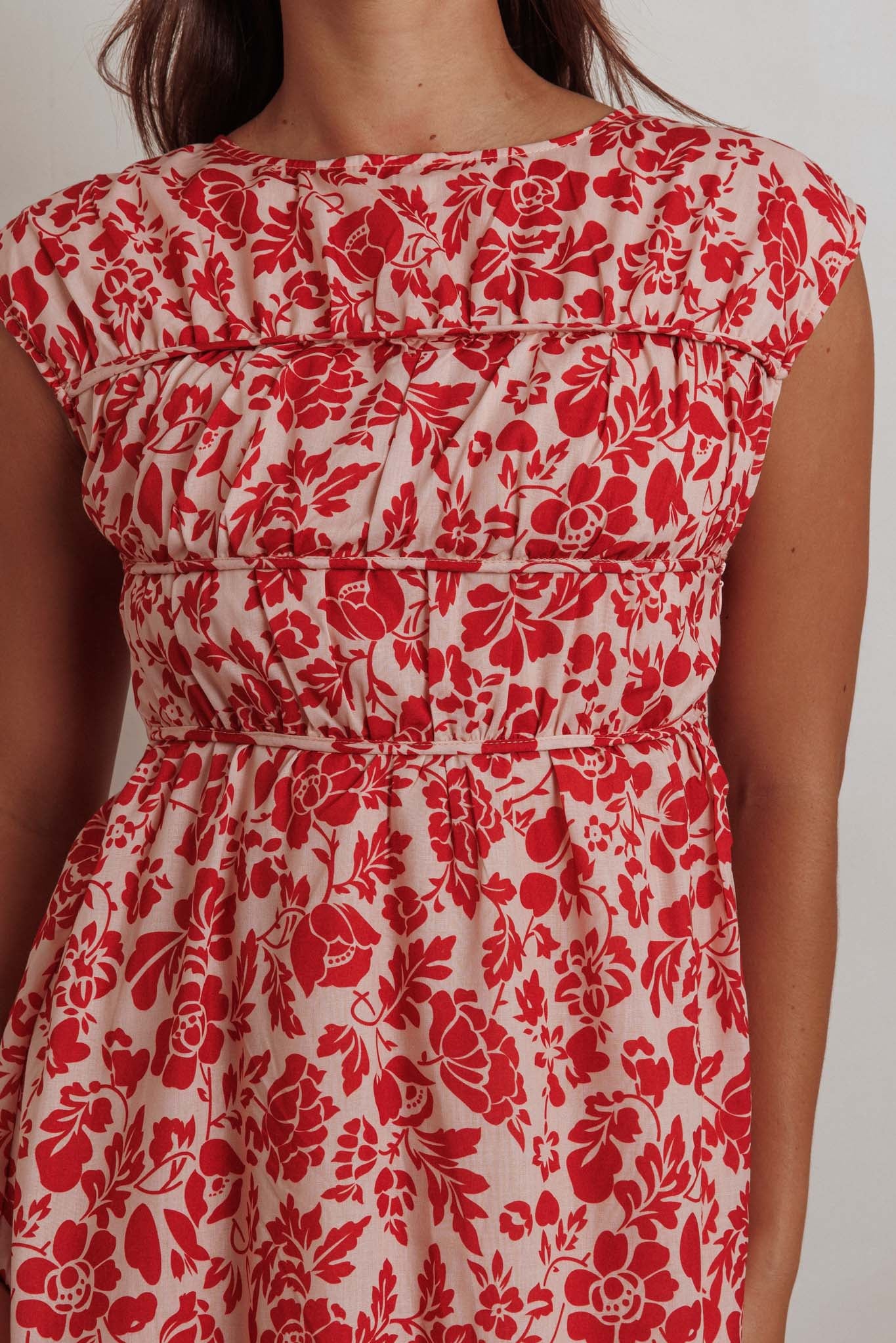 Called Out Gathered Bodice Maxi Dress Floral Red by Selfie Leslie Australia