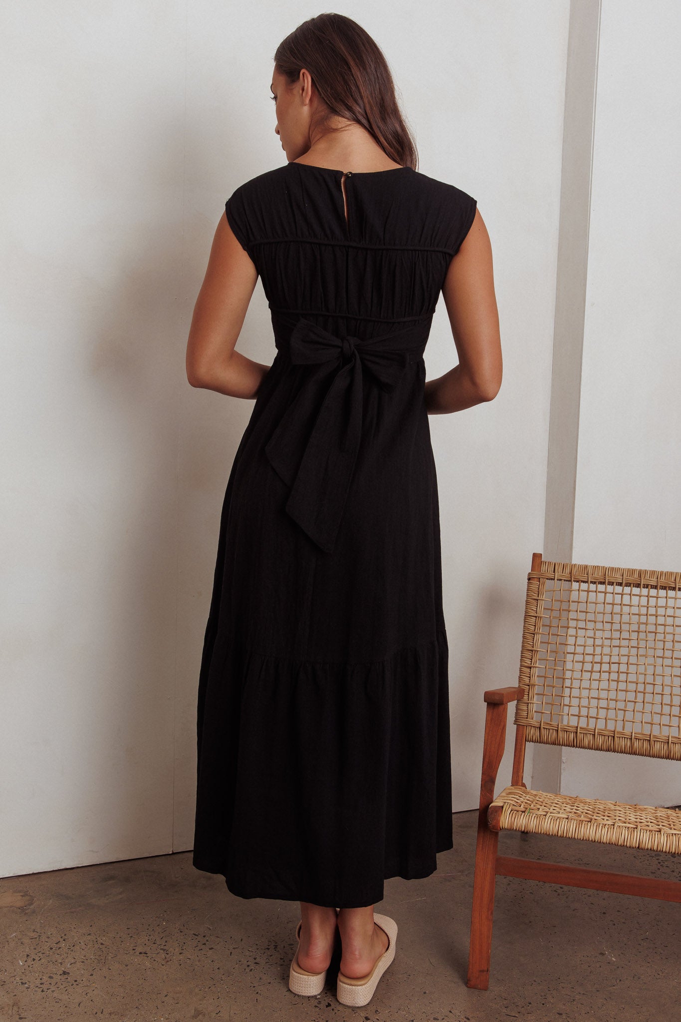 Called Out Gathered Bodice Maxi Dress Black by Selfie Leslie Australia