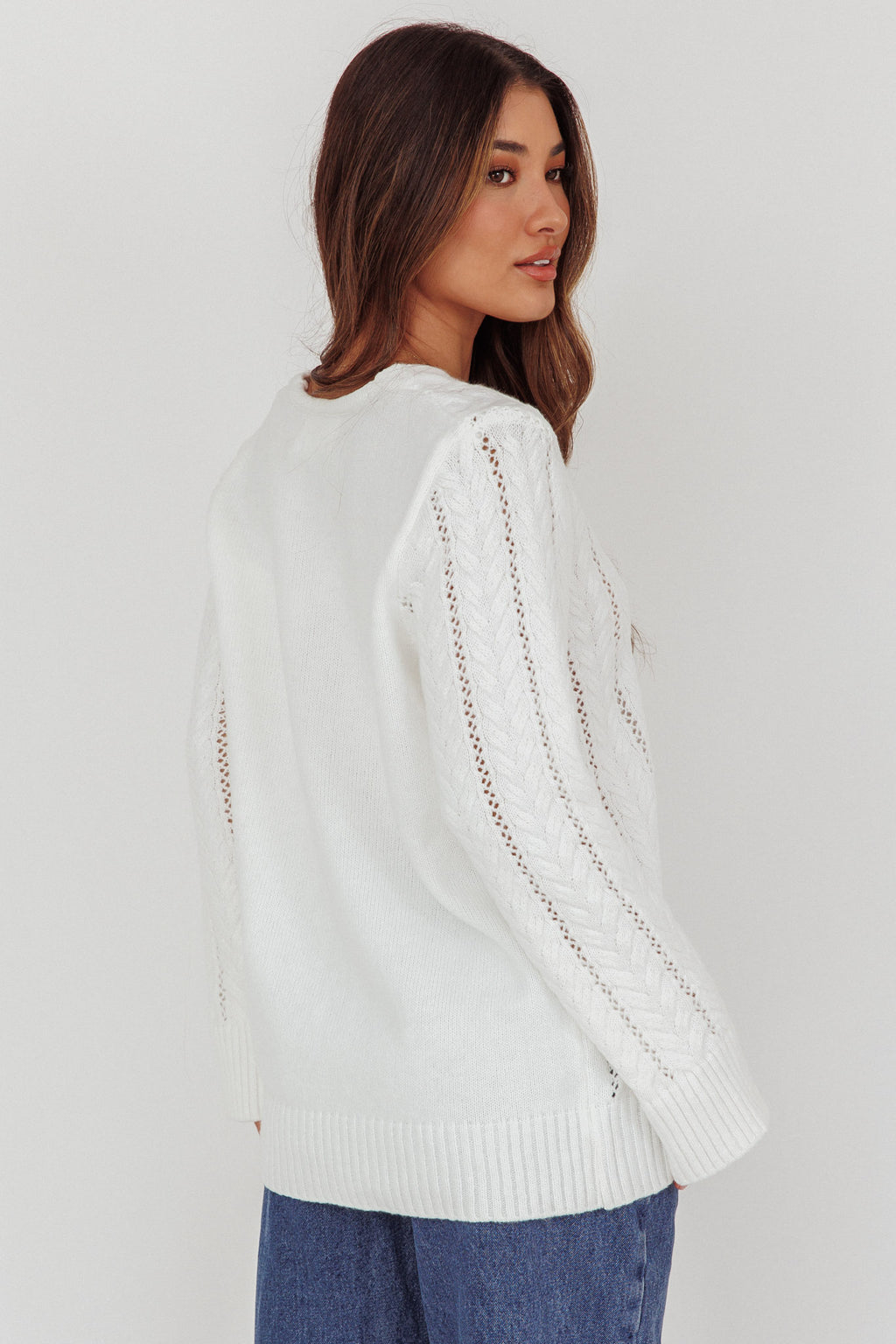 Seattle Lace-Up Front Knit Top White by Selfie Leslie Australia