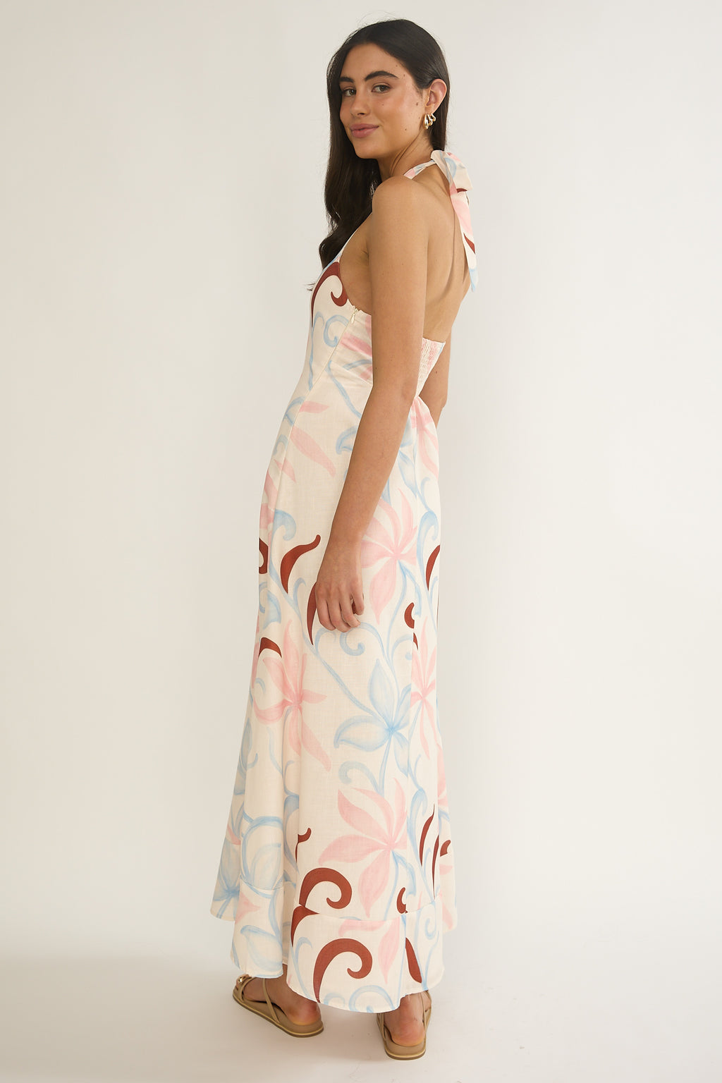 Florie Scoop Neck Halter Maxi Dress Floral by Selfie Leslie Australia