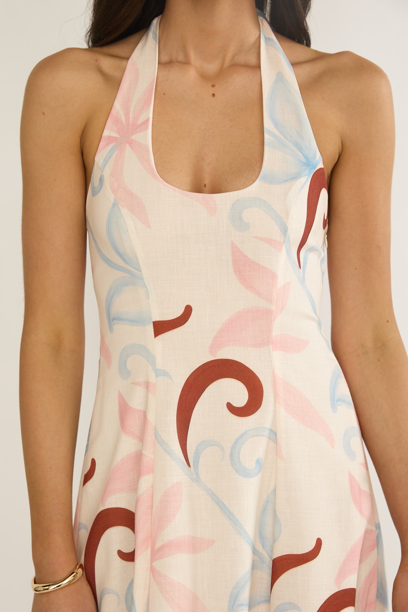 Florie Scoop Neck Halter Maxi Dress Floral by Selfie Leslie Australia