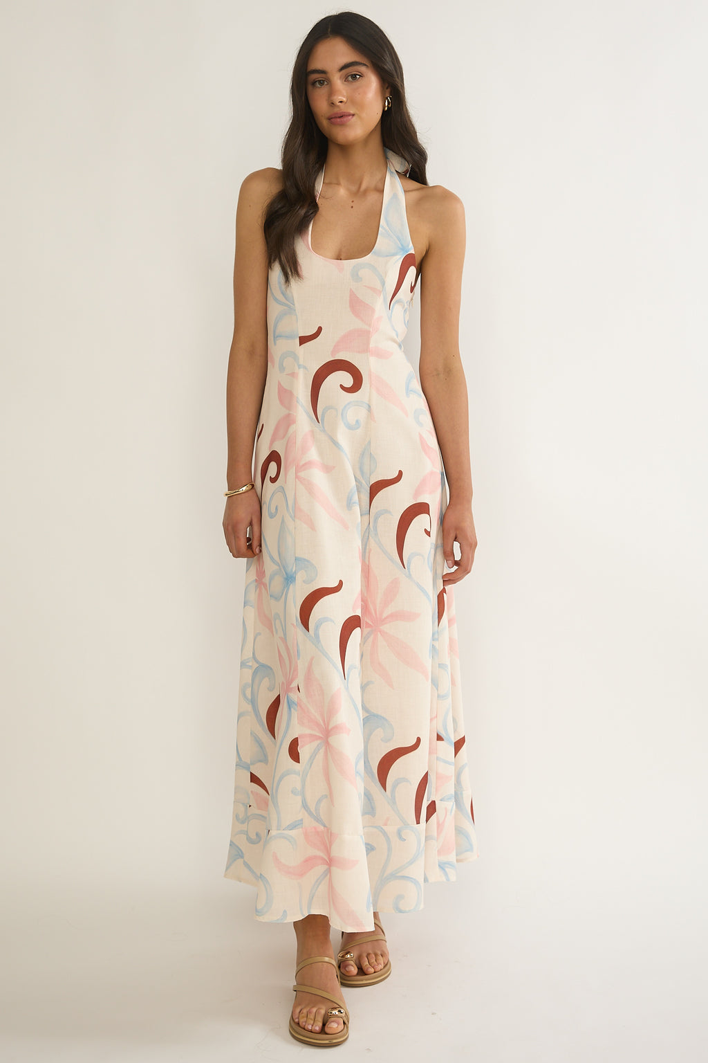 Florie Scoop Neck Halter Maxi Dress Floral by Selfie Leslie Australia