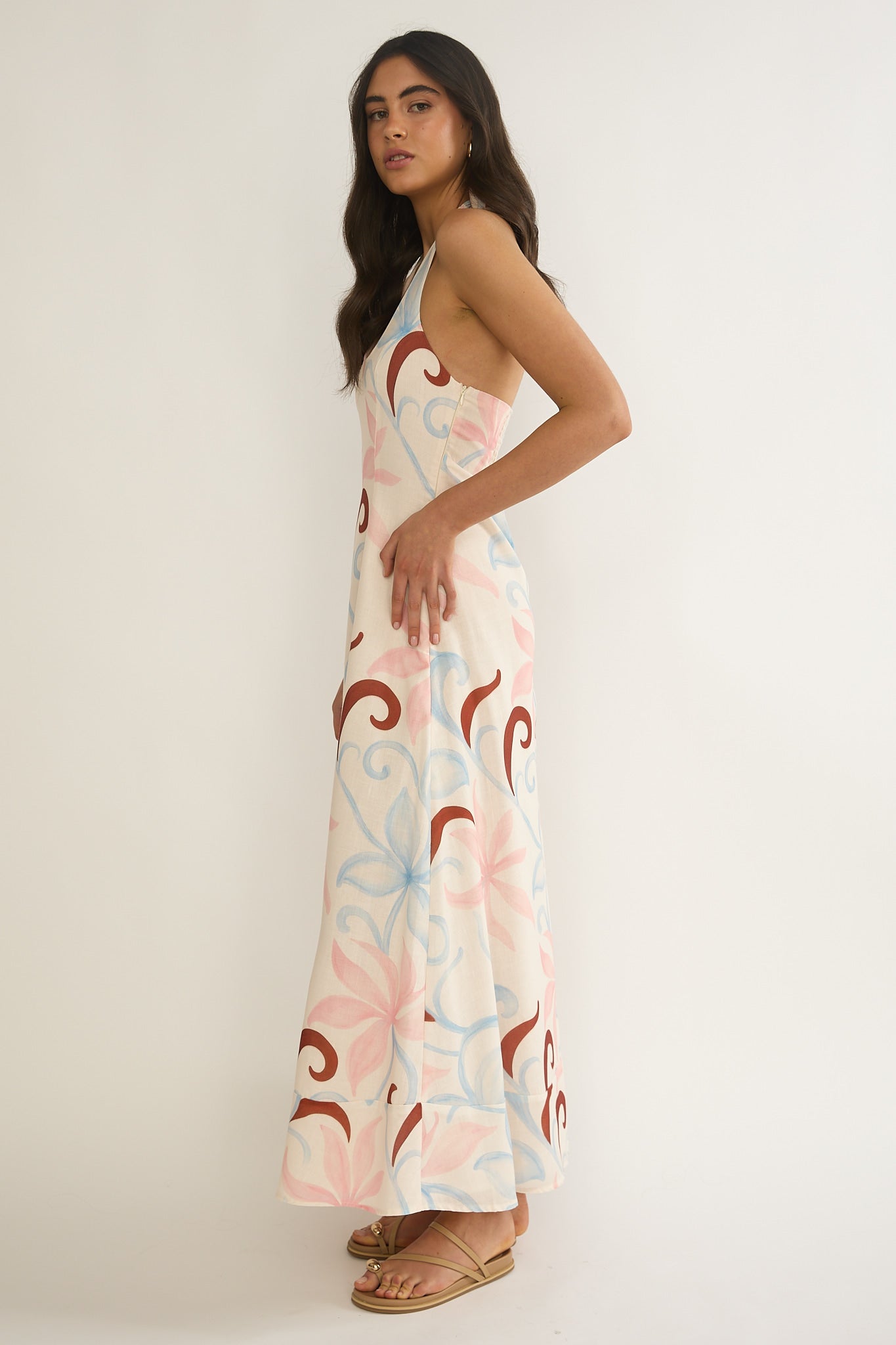Florie Scoop Neck Halter Maxi Dress Floral by Selfie Leslie Australia