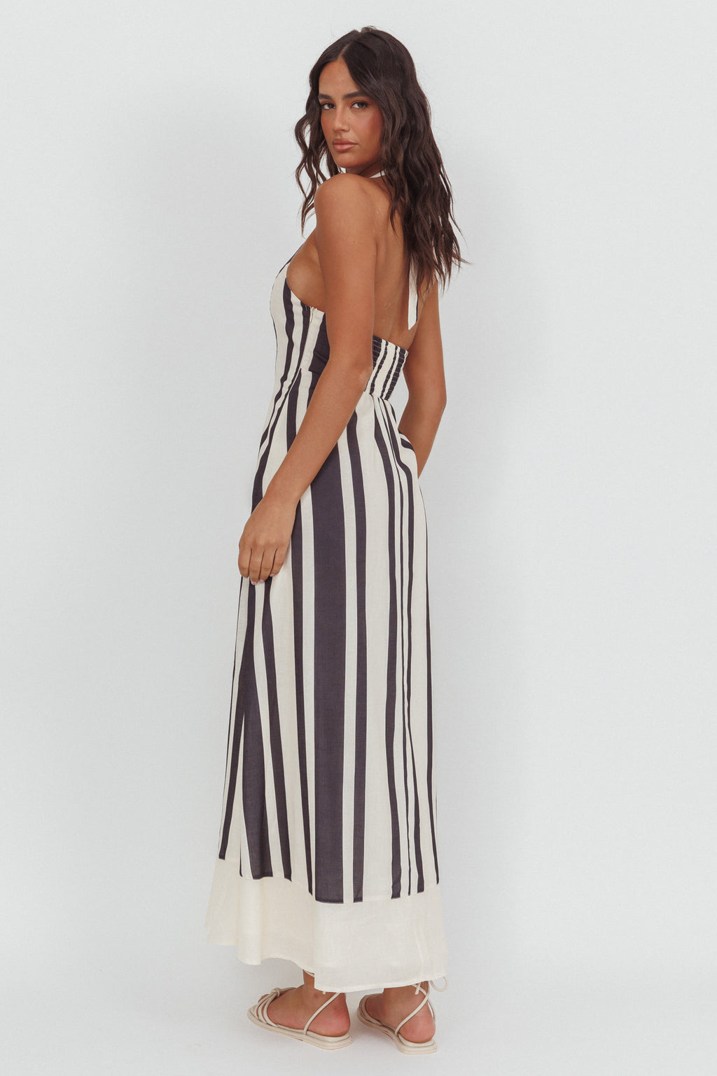 Florie Scoop Neck Halter Maxi Dress Stripe Black by Selfie Leslie Australia
