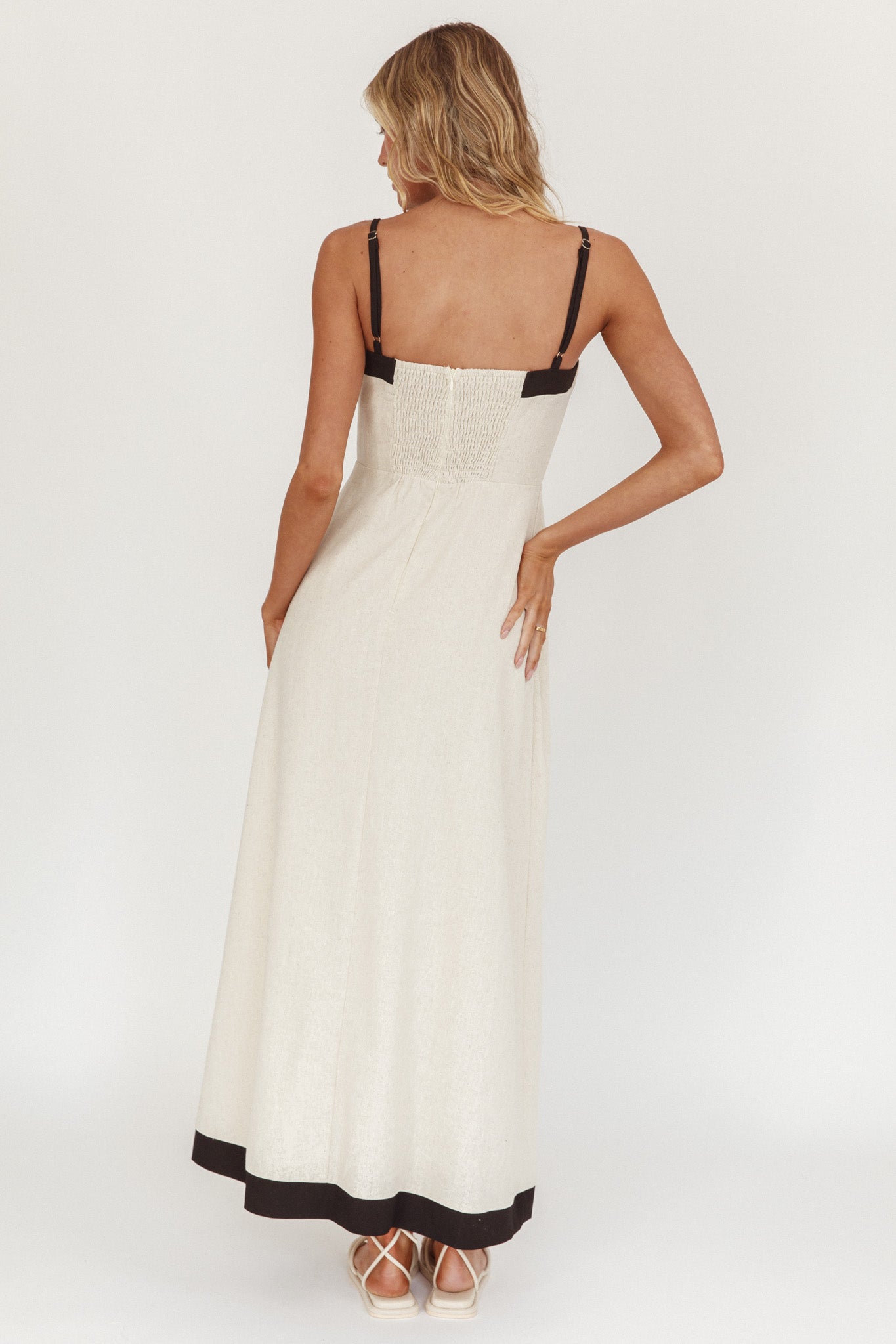 Sailing Away Button Front Maxi Dress Oat by Selfie Leslie Australia
