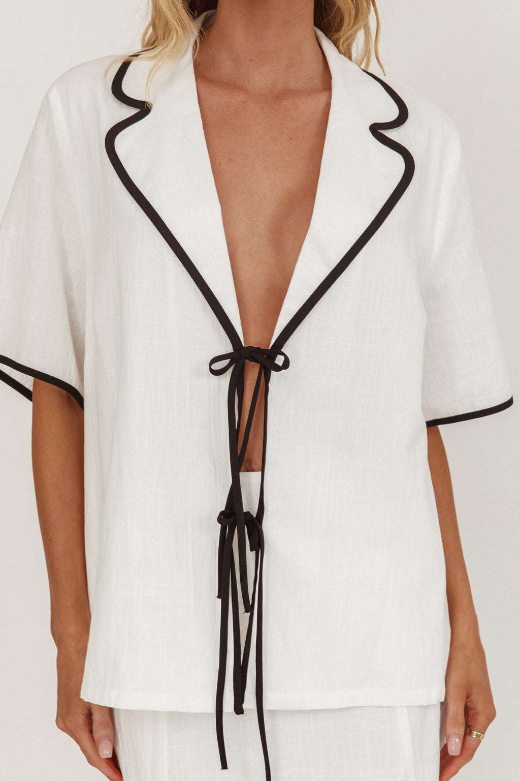 Caterina Tie-Front Top White by Selfie Leslie Australia