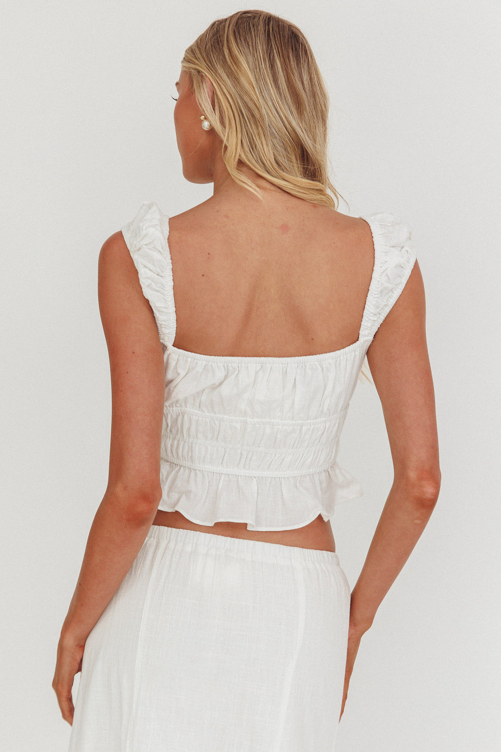 Liora Frill Bust Crop Top White by Selfie Leslie Australia