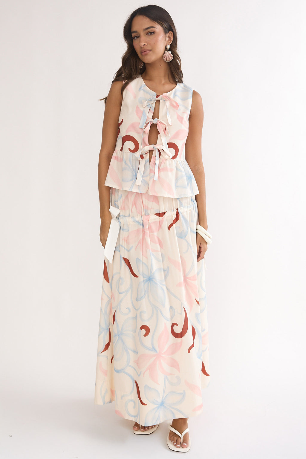 Salty Sea Side Bow Maxi Skirt Floral by Selfie Leslie Australia