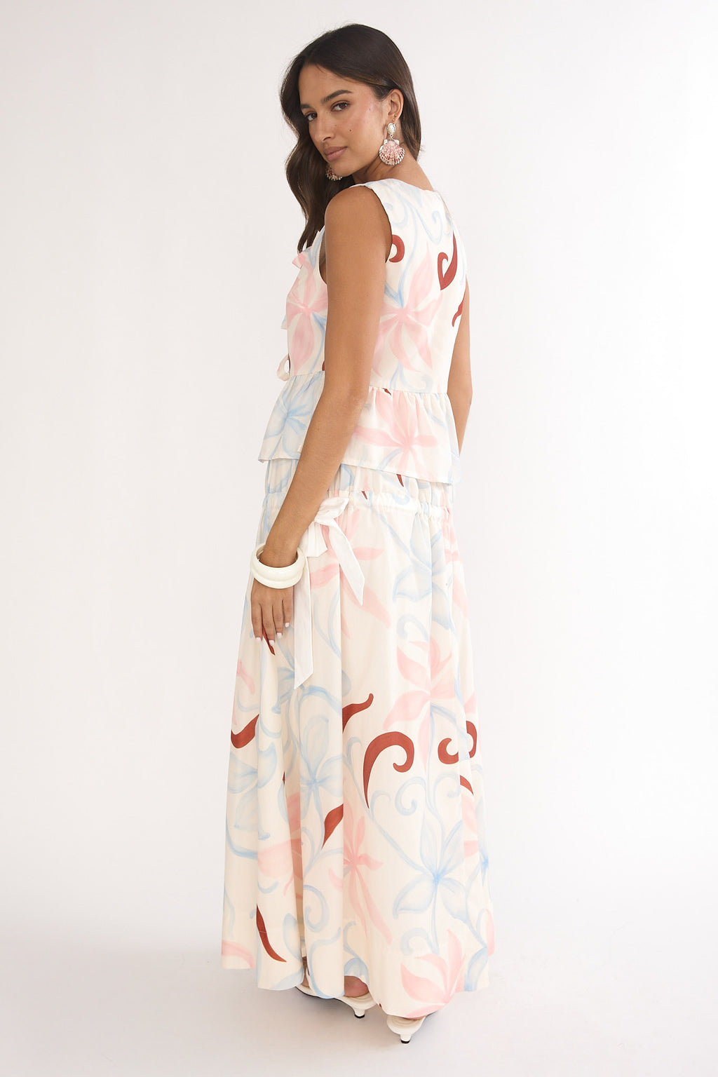 Salty Sea Side Bow Maxi Skirt Floral by Selfie Leslie Australia